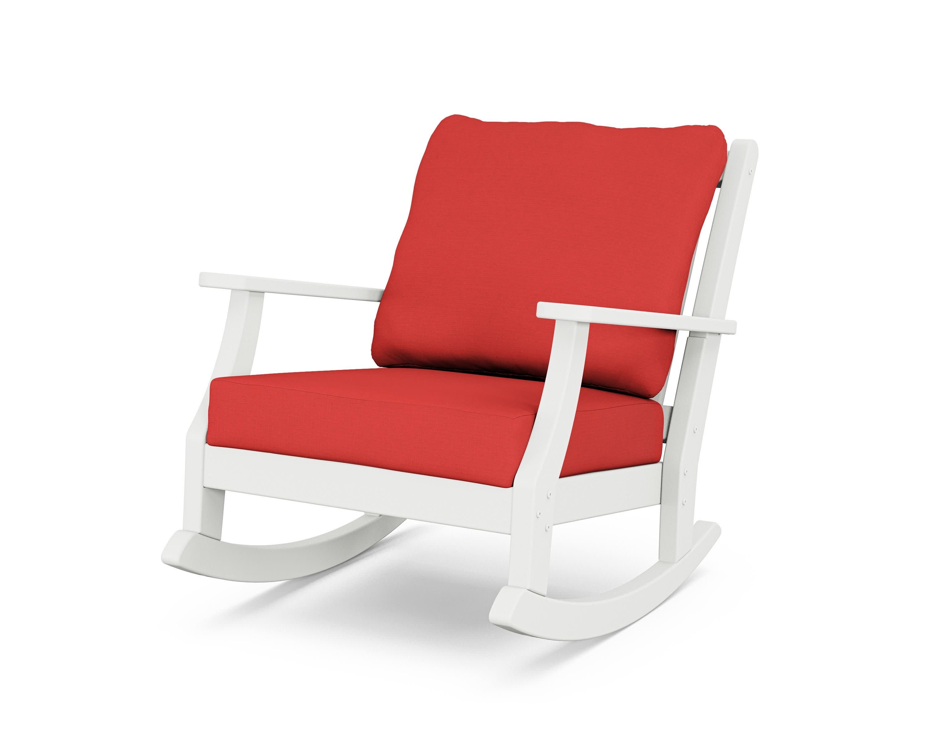 Wovendale Deep Seating Rocking Chair in White / Crimson Linen