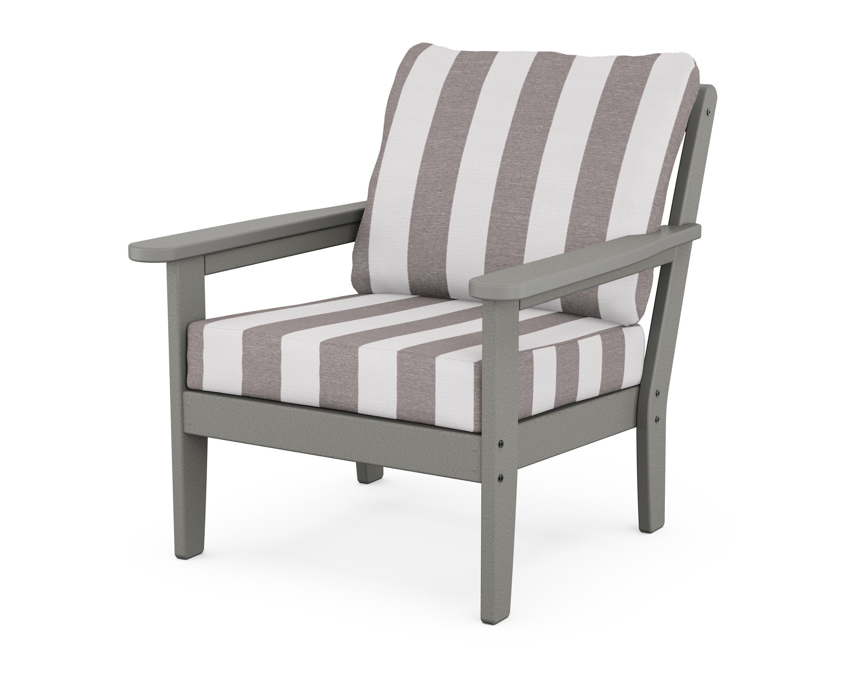 Cottage Deep Seating Chair in Slate Grey / Cabana Stripe Grey Mist