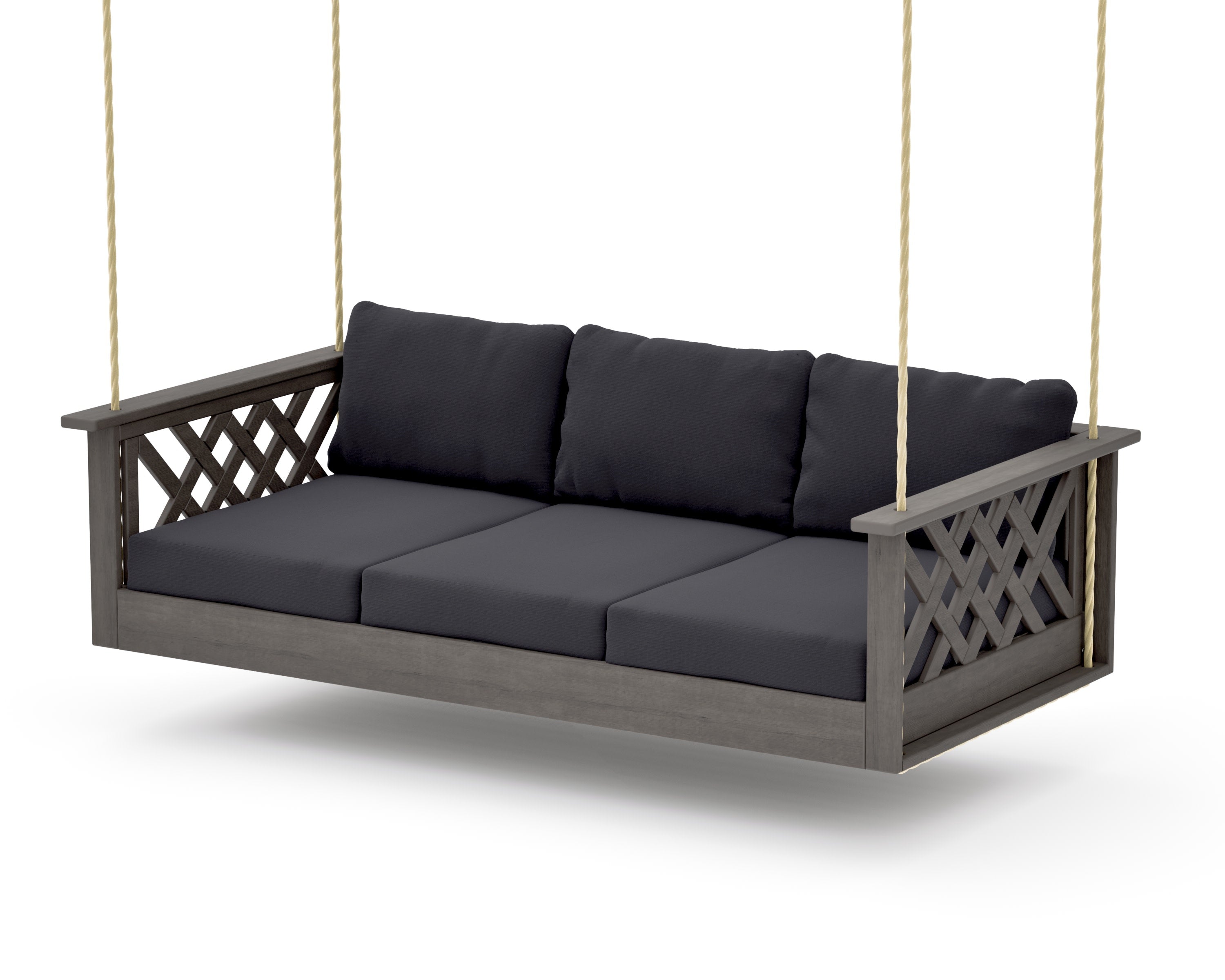 Wovendale Daybed Swing in Driftwood / Midnight Linen
