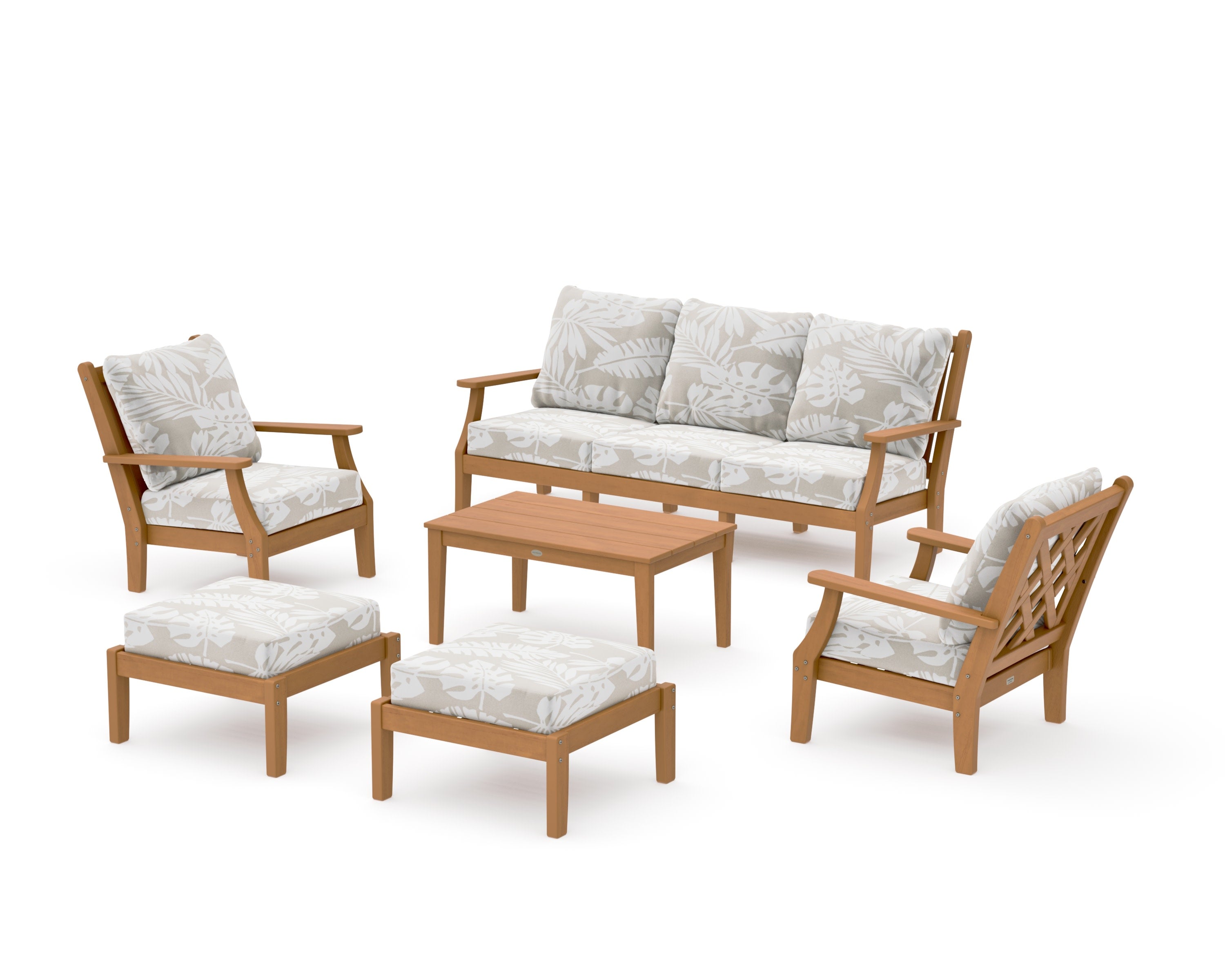Wovendale 6-Piece Lounge Sofa Set in Natural / Leaf Dune Burlap