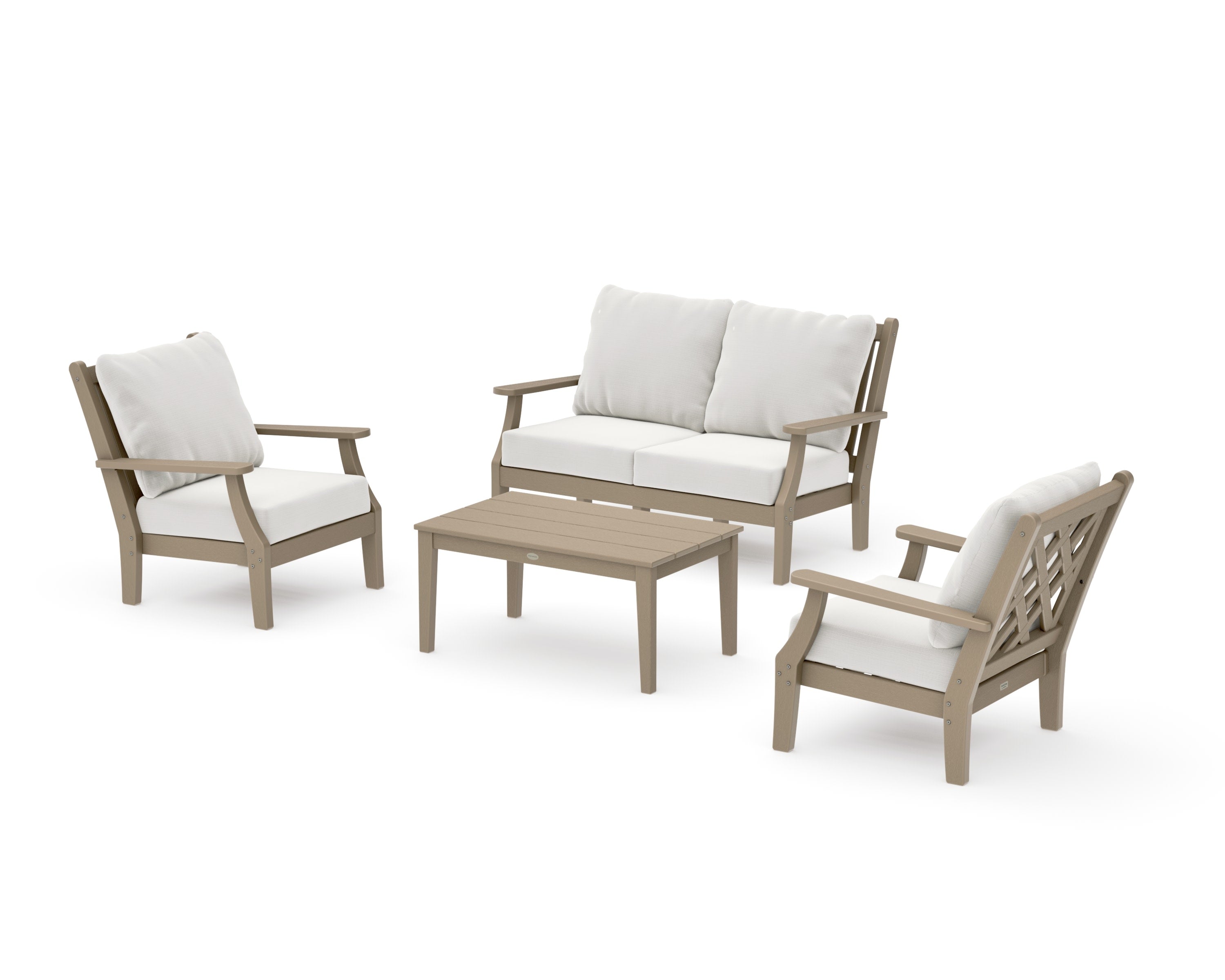 Wovendale 4-Piece Deep Seating Set with Loveseat in Vintage Sahara / Natural Linen