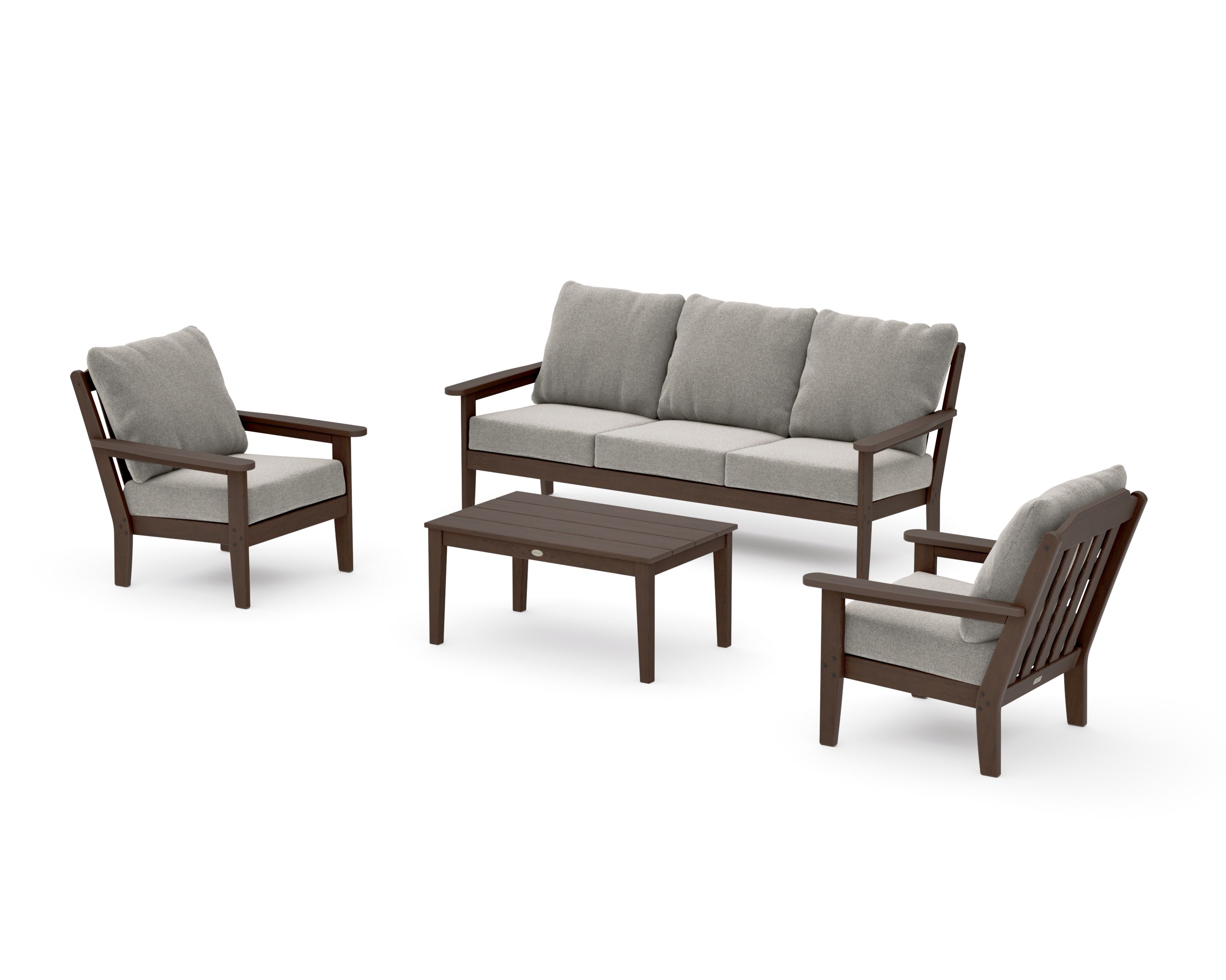 Cottage 4-Piece Deep Seating Set with Sofa in Kona / Weathered Tweed