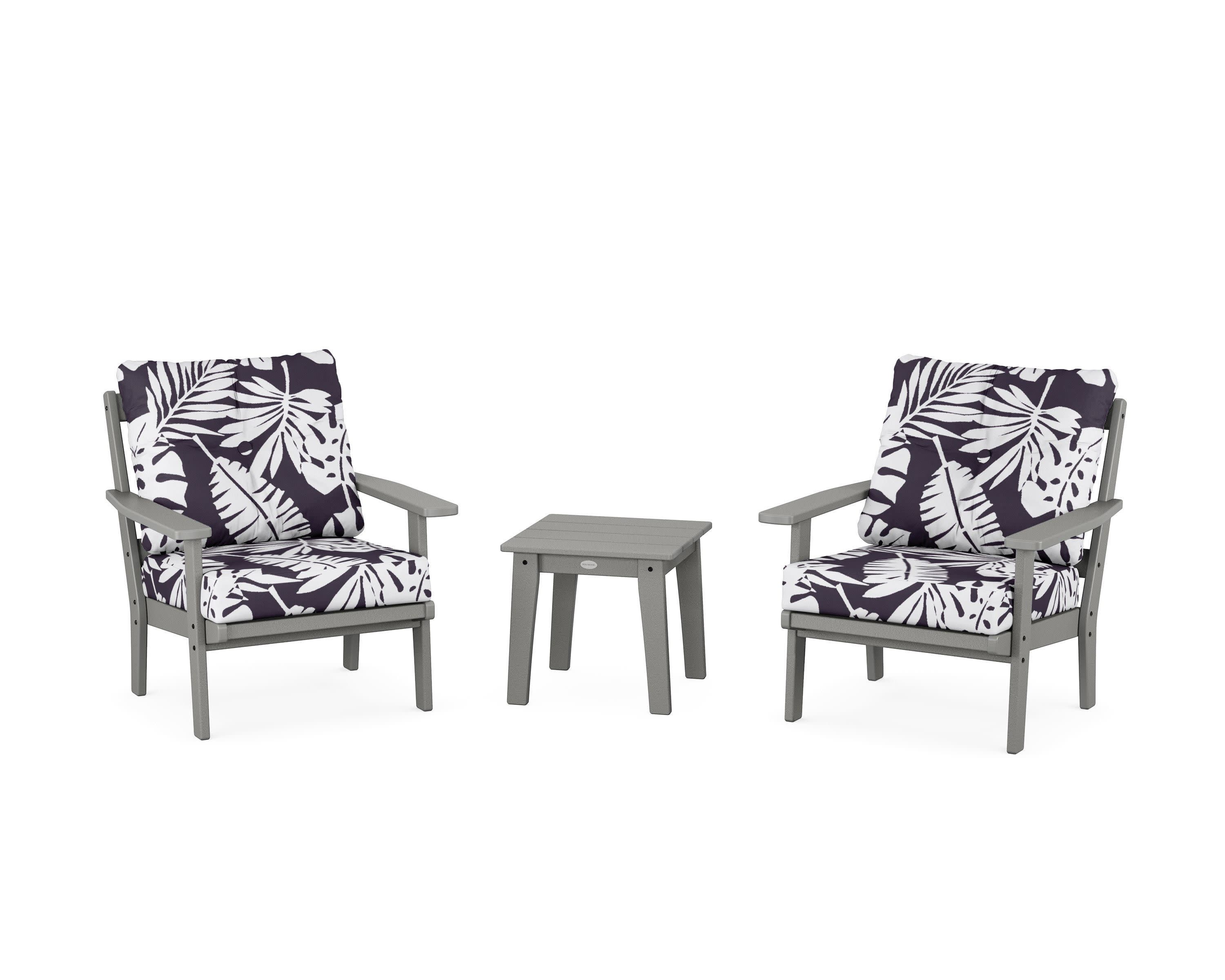 Prairie 3-Piece Deep Seating Set in Slate Grey / Leaf Navy