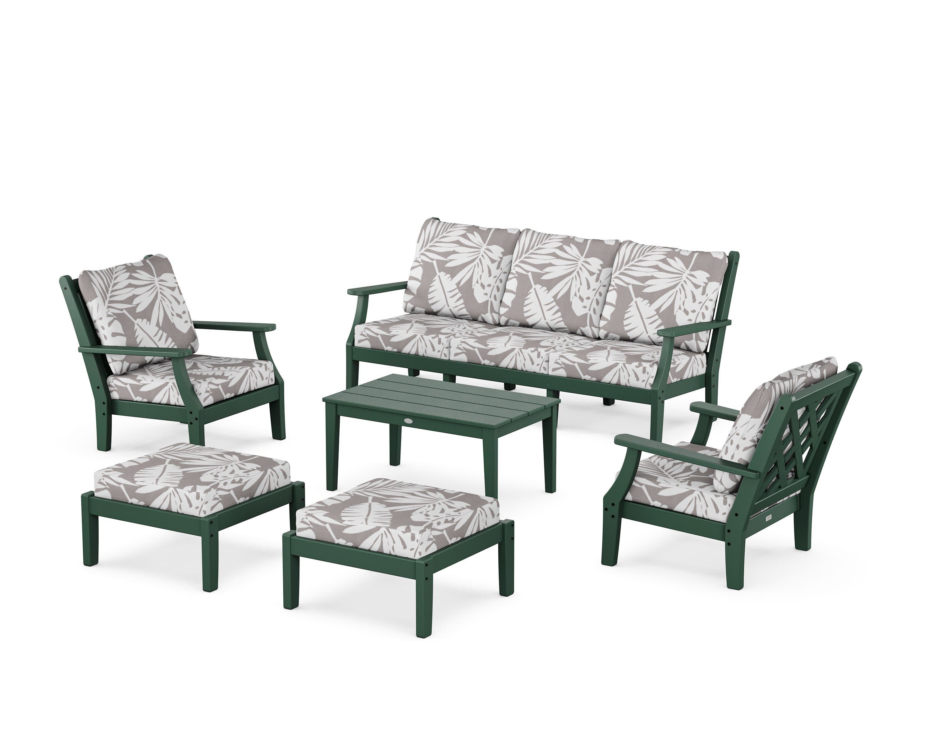 Wovendale 6-Piece Lounge Sofa Set in Green / Leaf Grey Mist