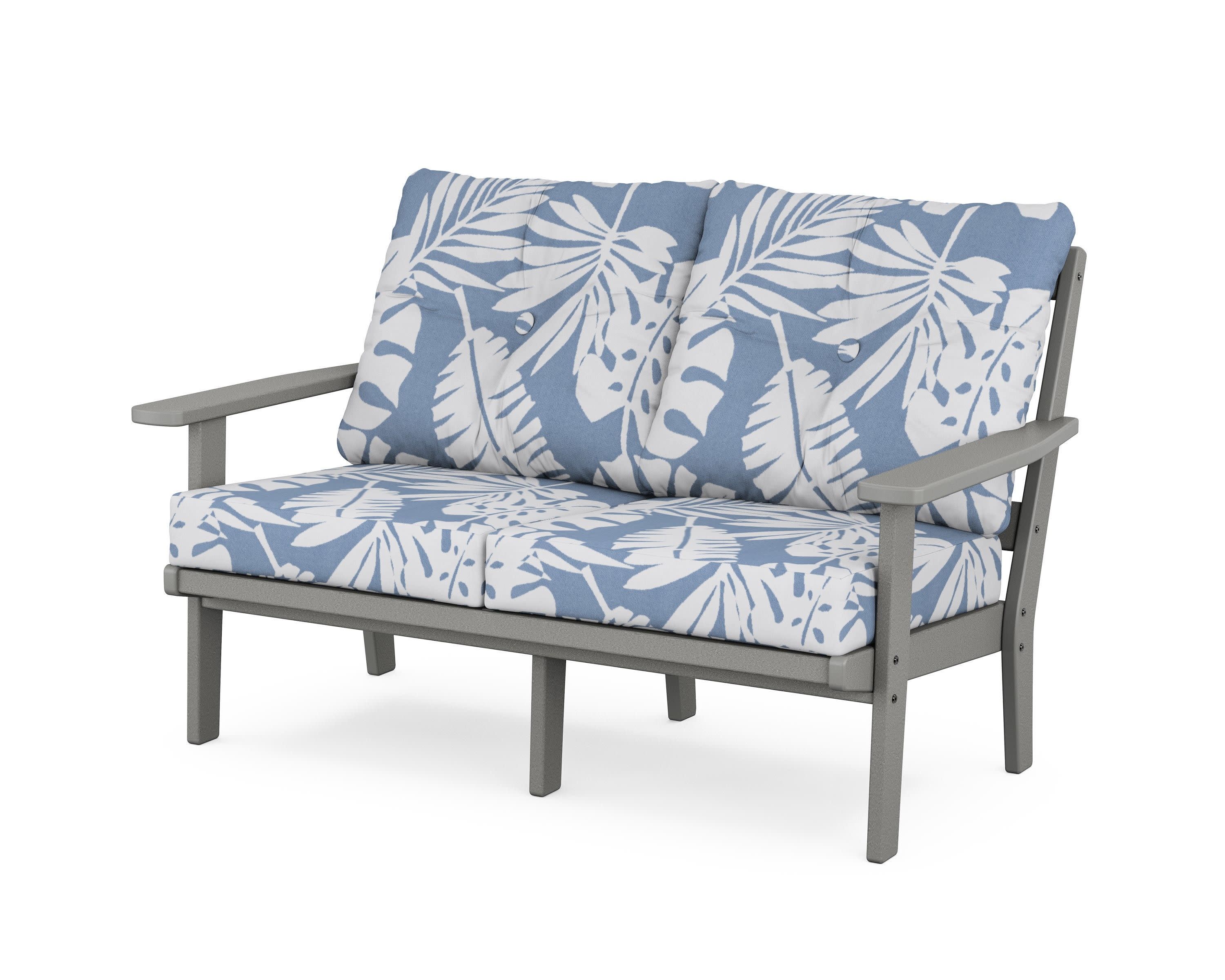Prairie Deep SeatingLoveseat in Slate Grey / Leaf Sky Blue