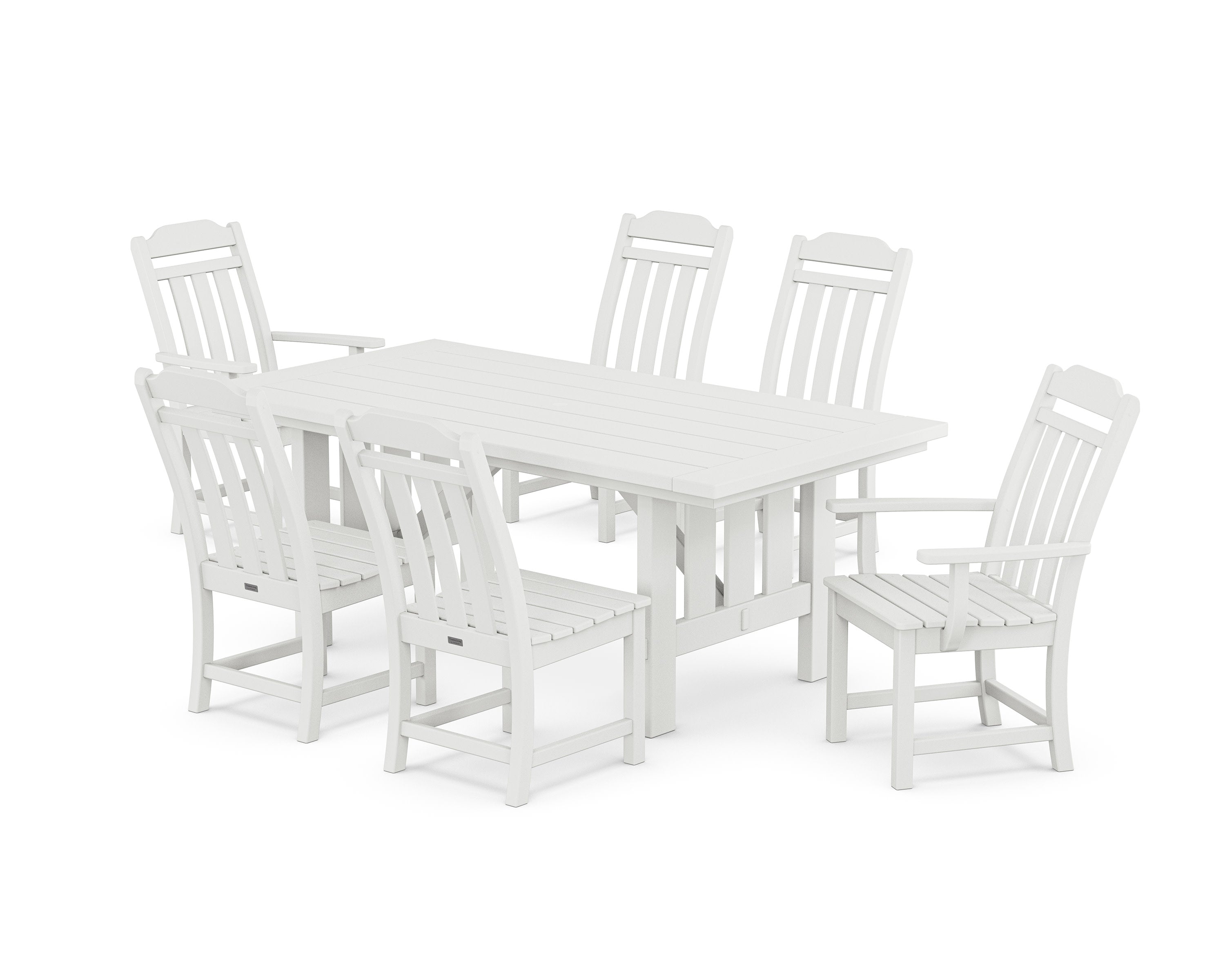 Cottage 7-Piece Dining Set with Mission Table in White