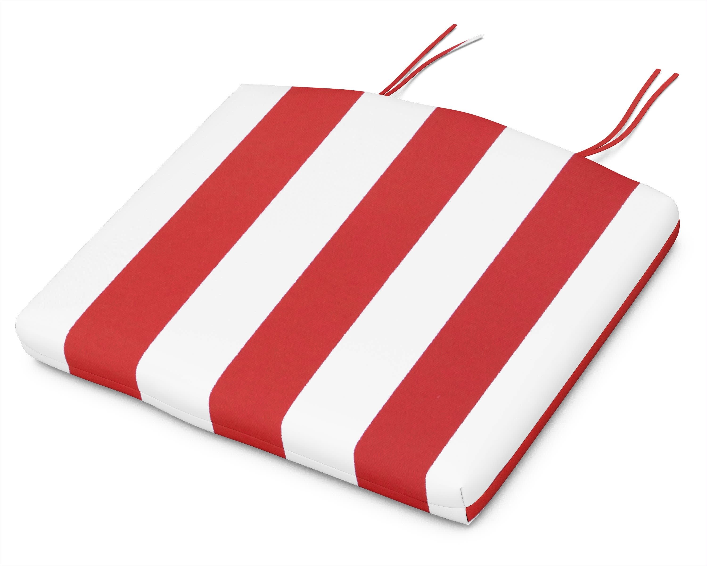 Standard Seat Cushion 18"D x 22"W x 2.5"H in Cabana Stripe Crimson