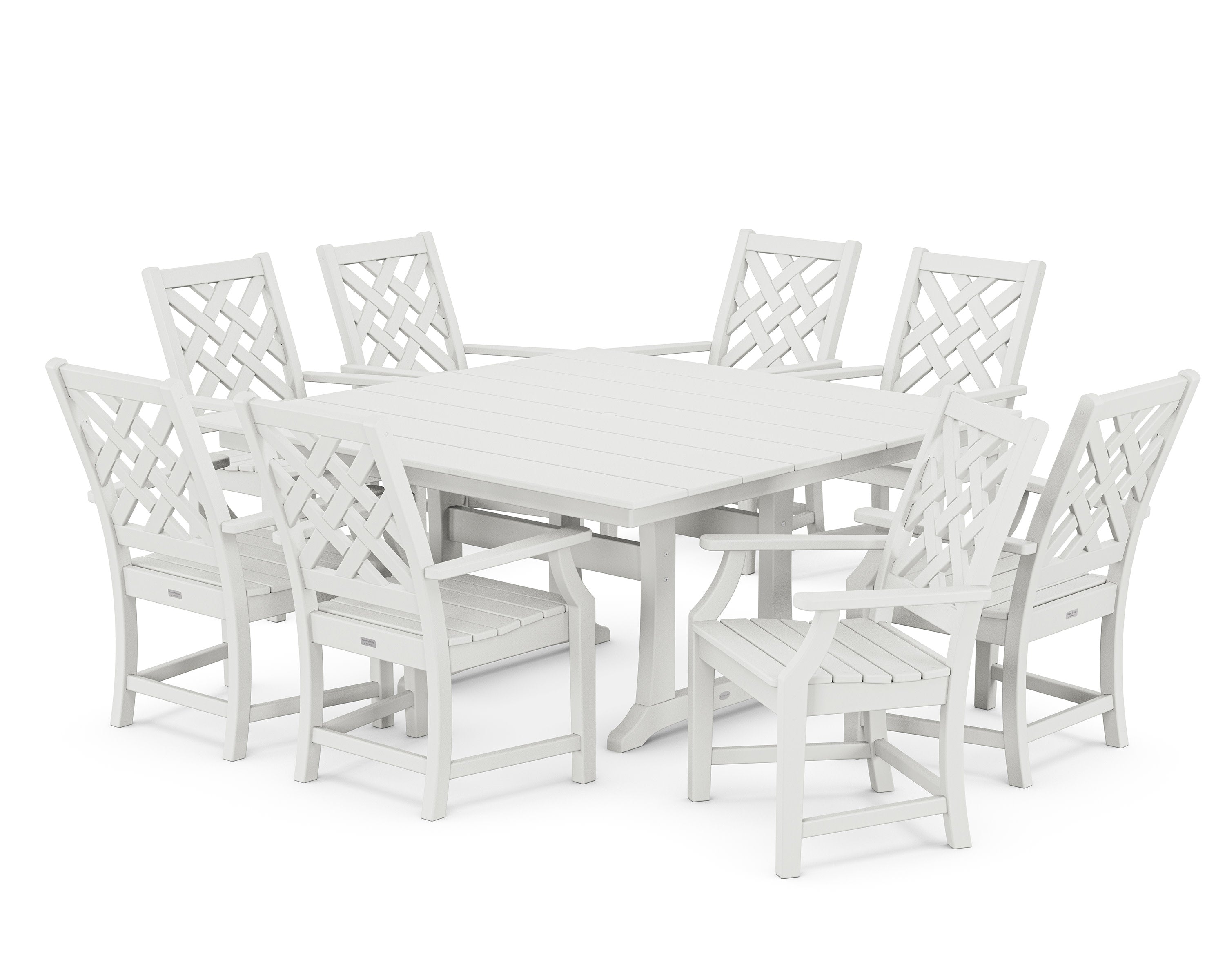 Wovendale 9-Piece Square Farmhouse Dining Set with Trestle Legs in White
