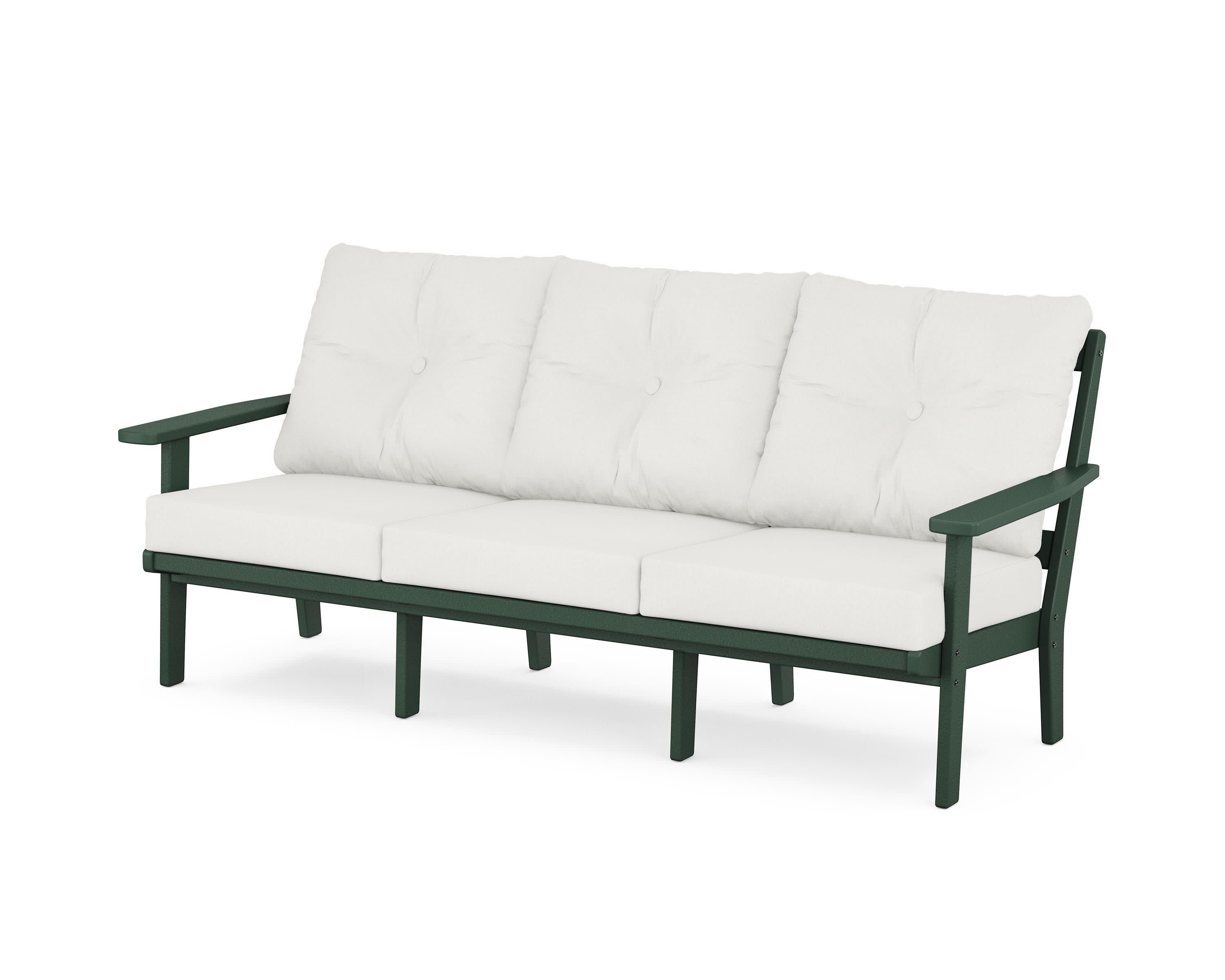 PrairieDeep Seating Sofa in Green / Natural Linen