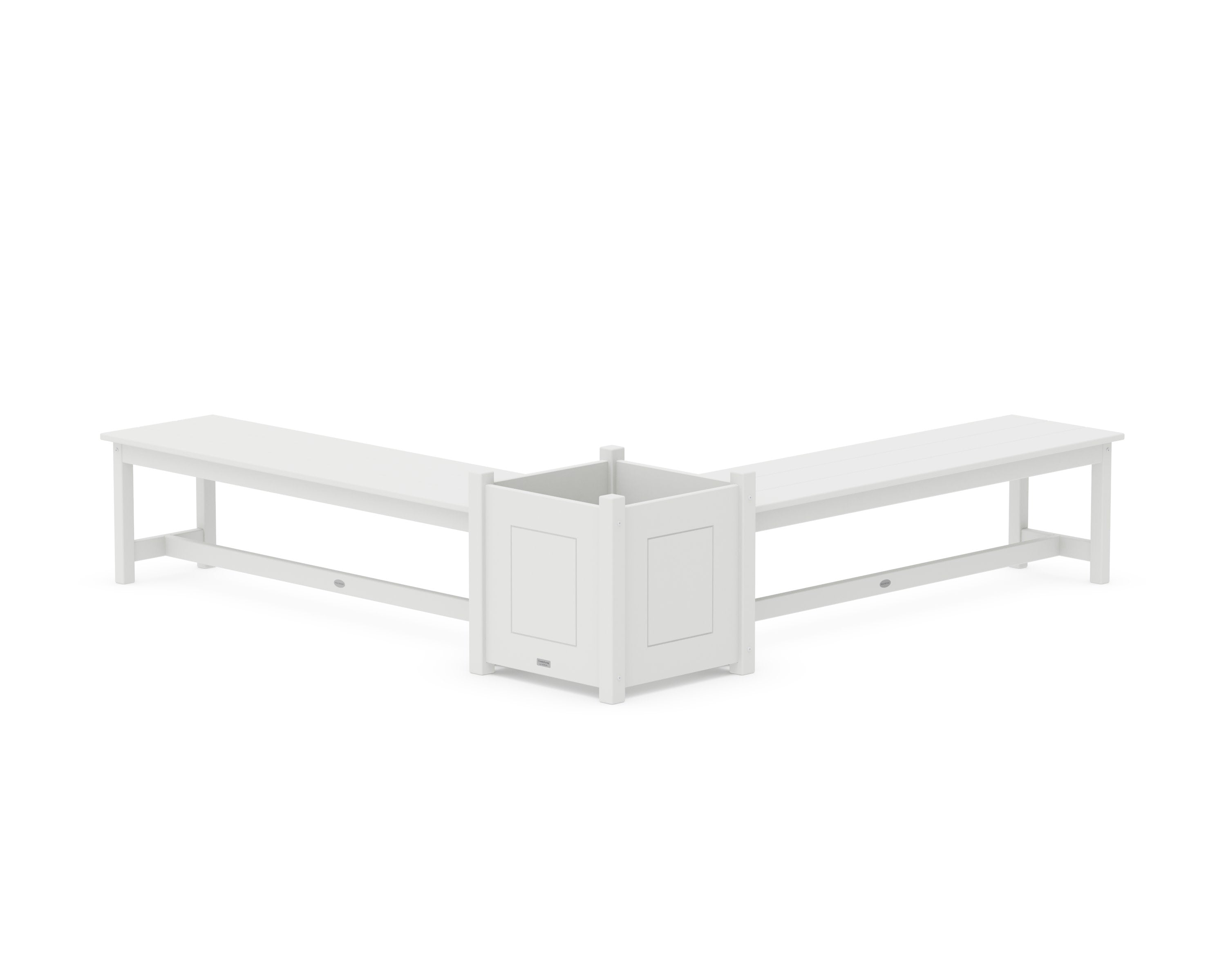 60" Country Living L- Shaped Planter Bench Set- Large in White