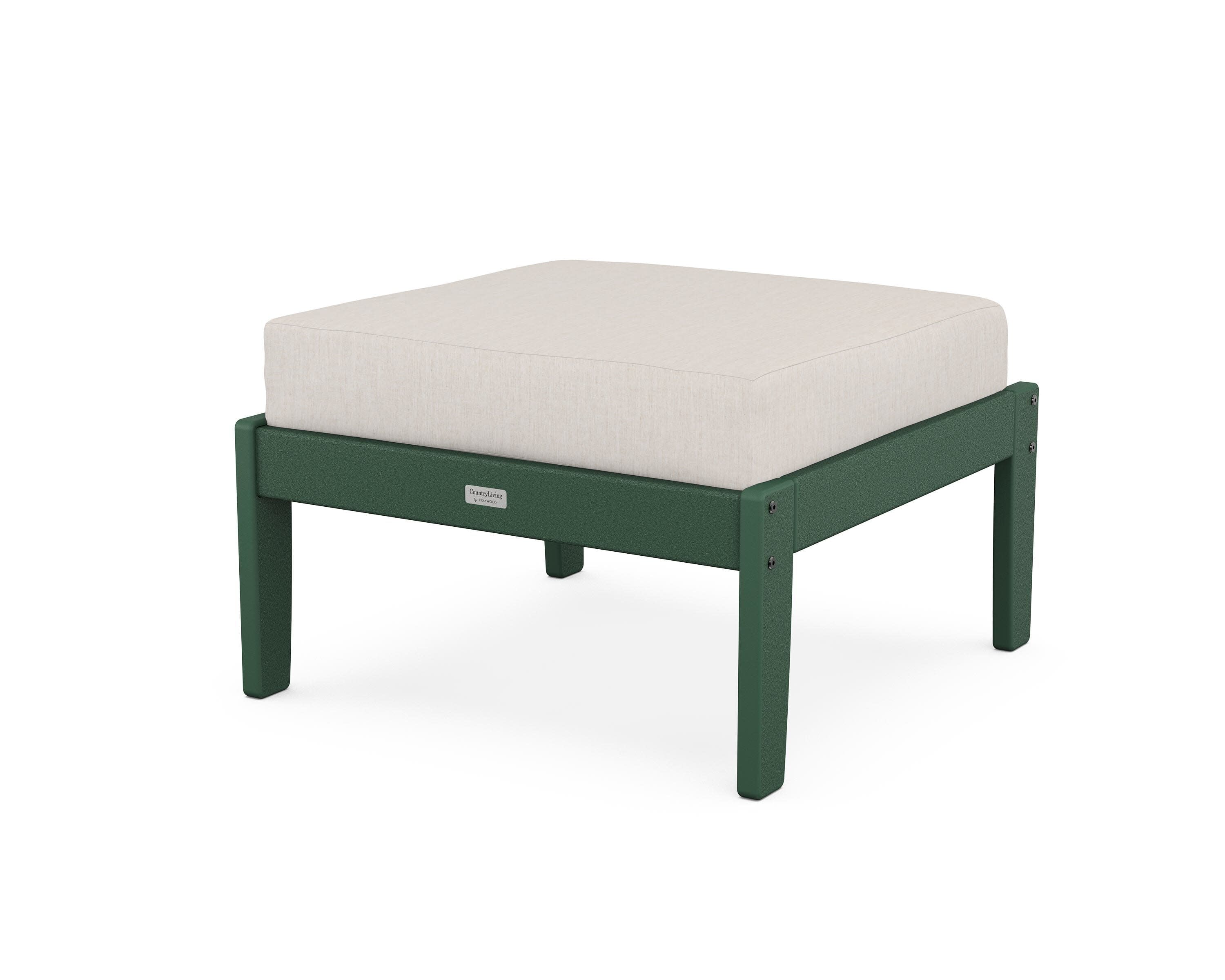 Cottage Deep Seating Ottoman in Green / Cast Ash