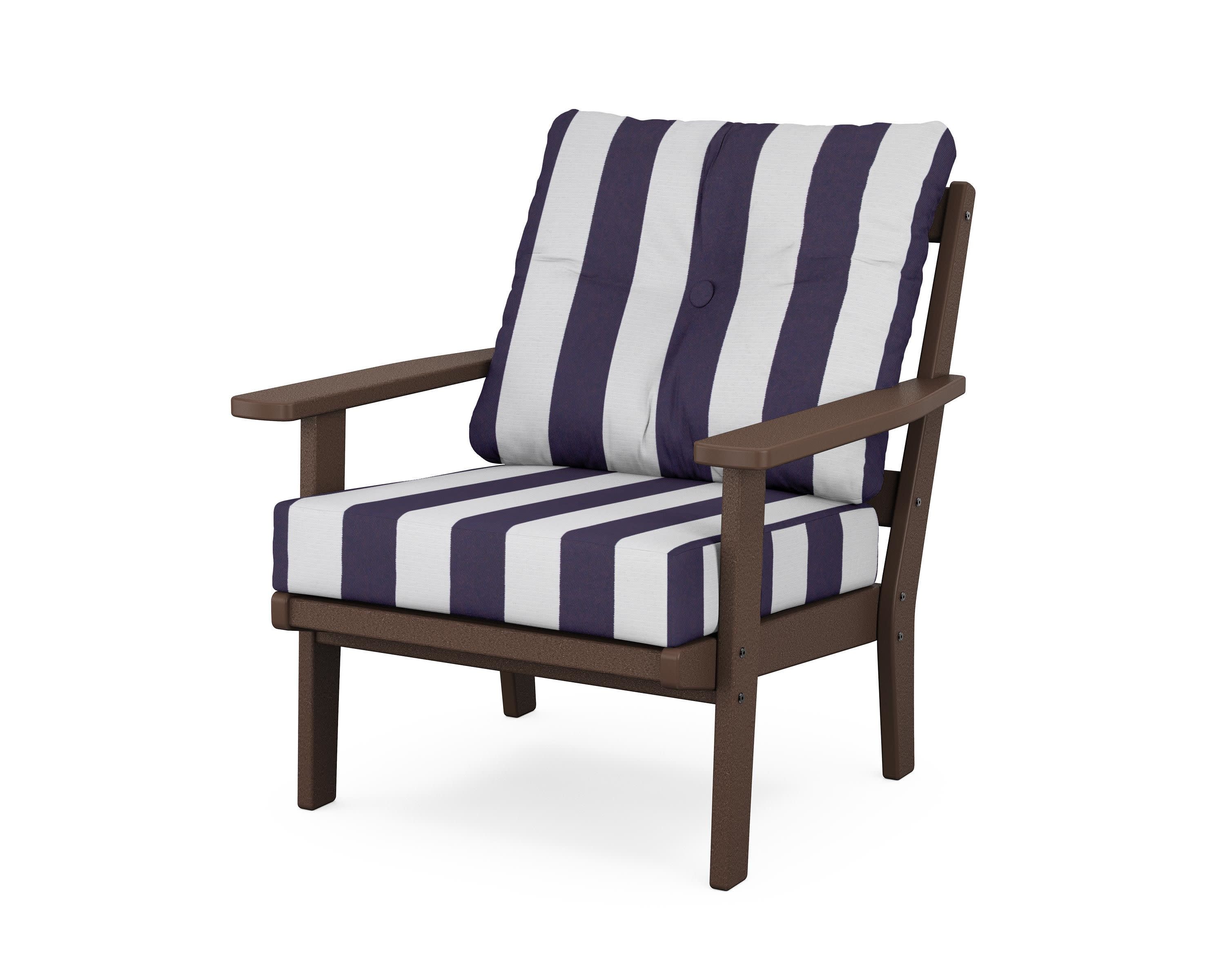 Prairie Deep Seating Chair in Mahogany / Cabana Stripe Navy
