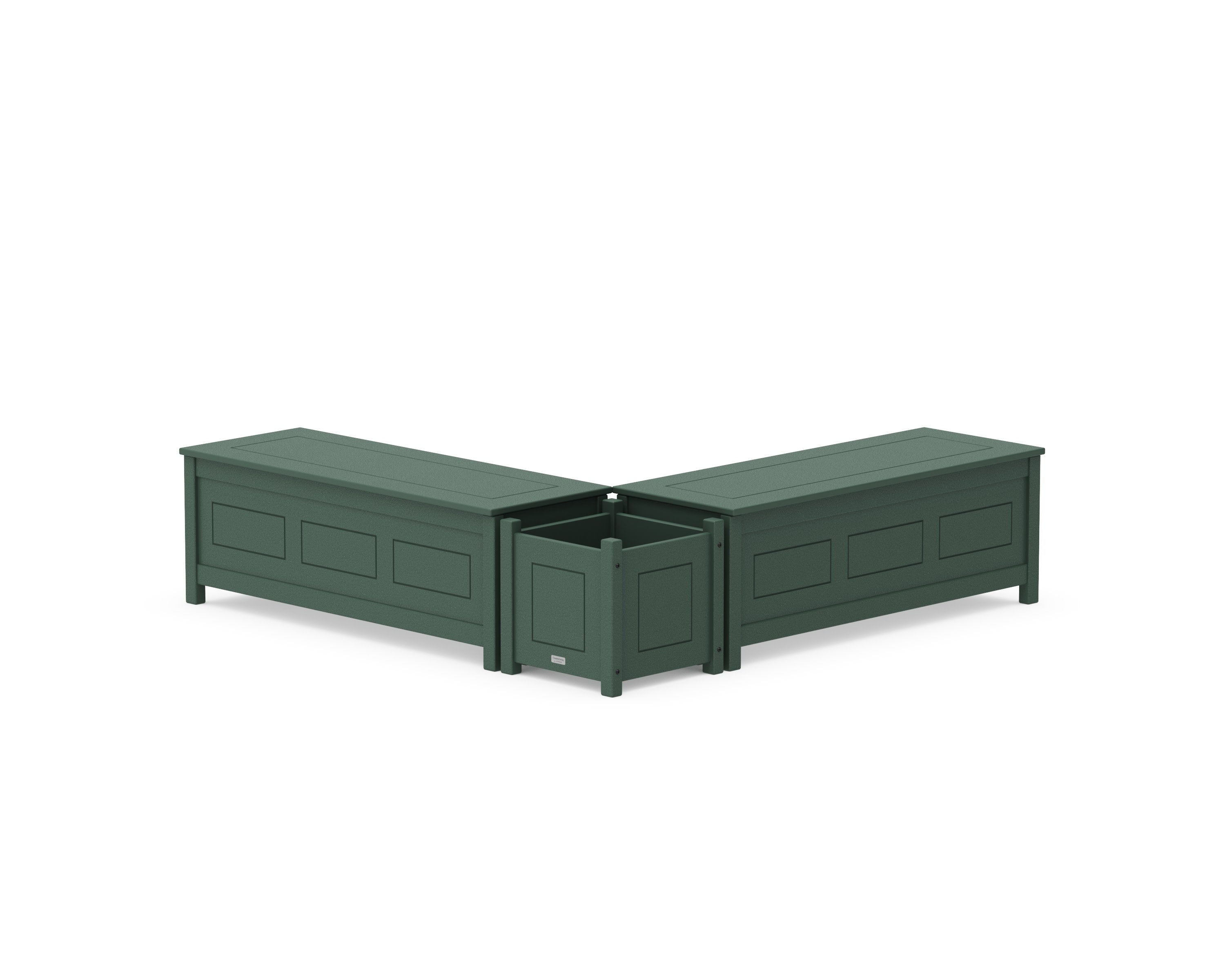 48" Country Living L- Shaped Planter Storage Bench Set in Green