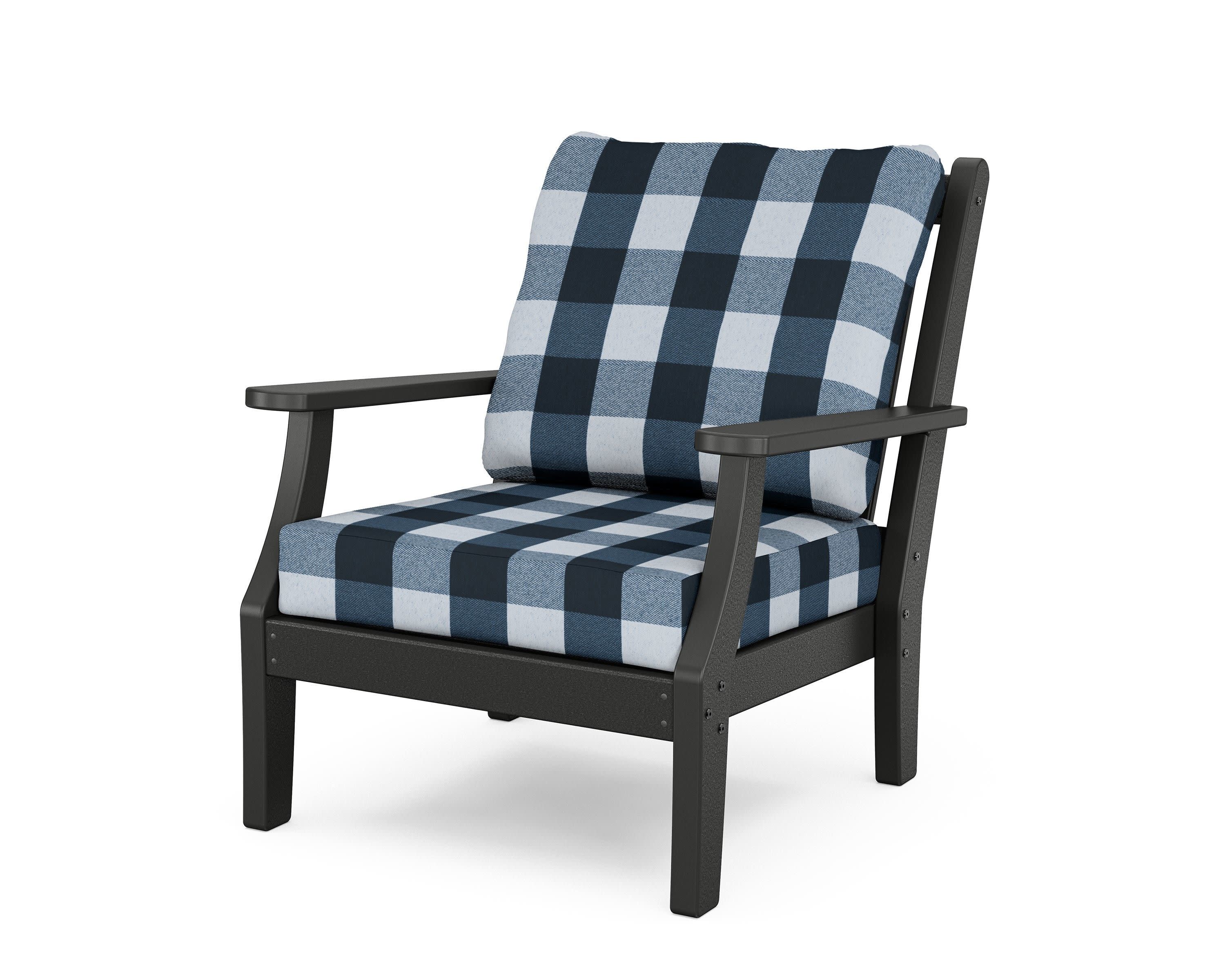 Wovendale Deep Seating Chair in Black / Buffalo Plaid Marine Indigo