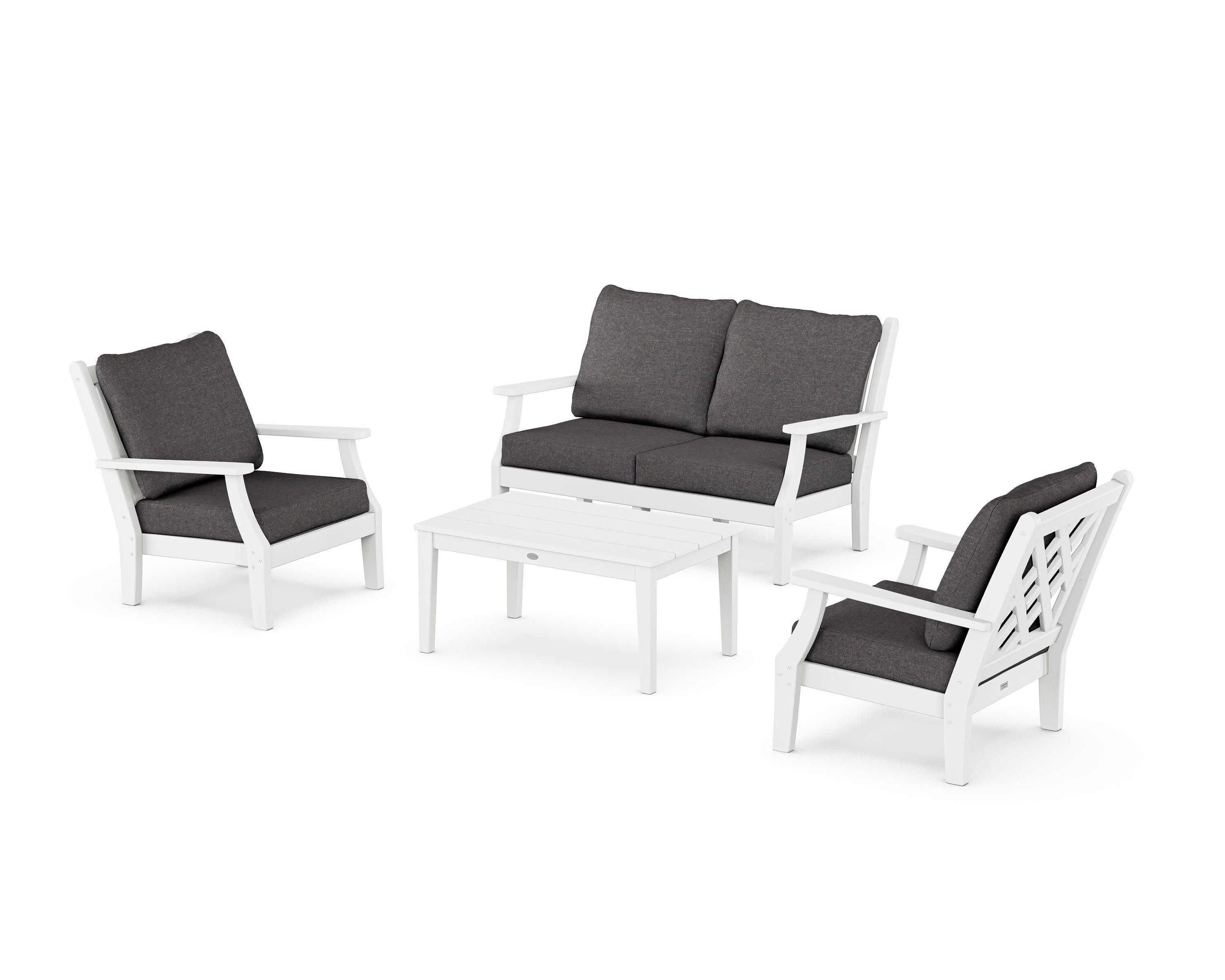 Wovendale 4-Piece Deep Seating Set with Loveseat in White / Ash Charcoal