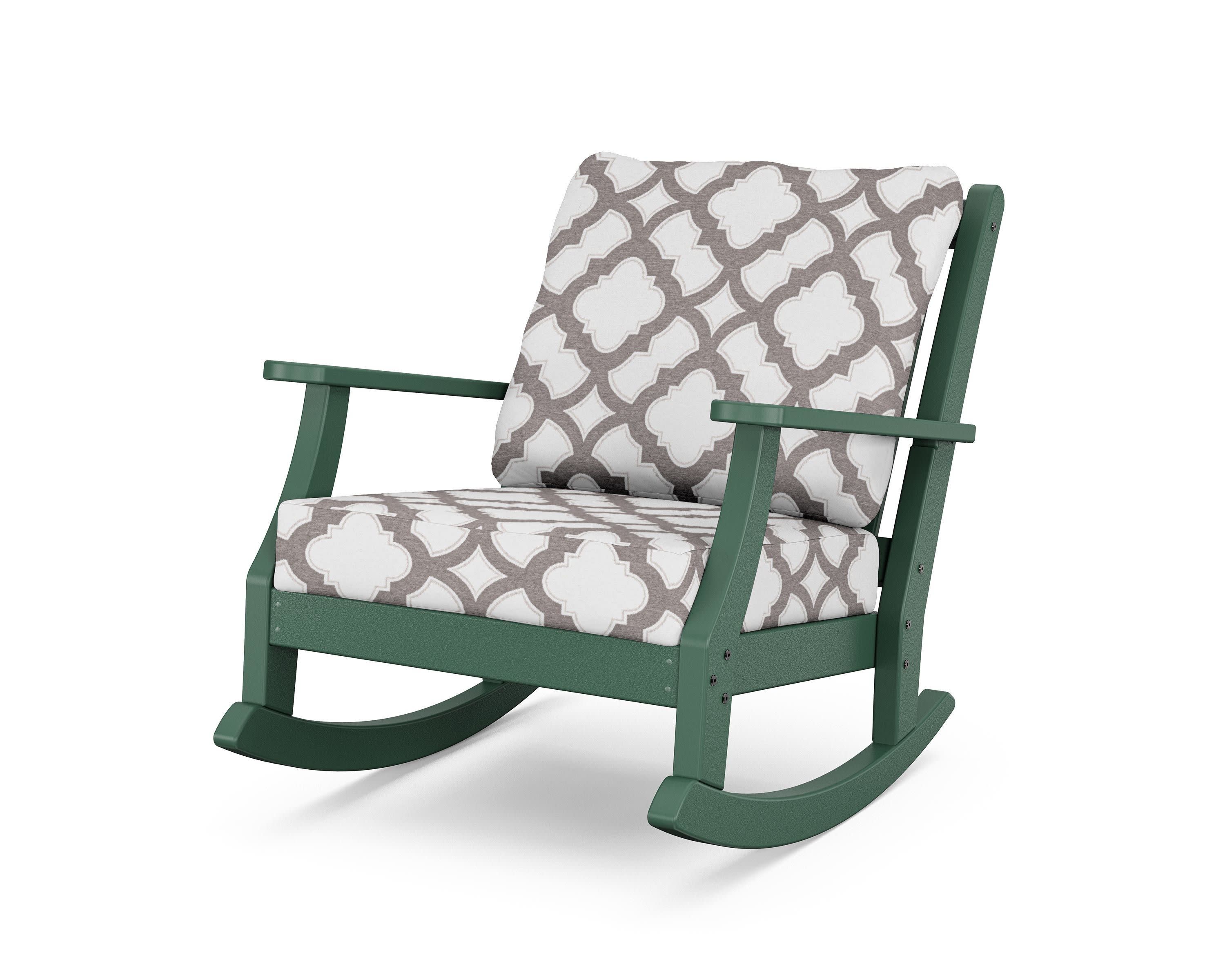 Wovendale Deep Seating Rocking Chair in Green / Trellis Grey Mist