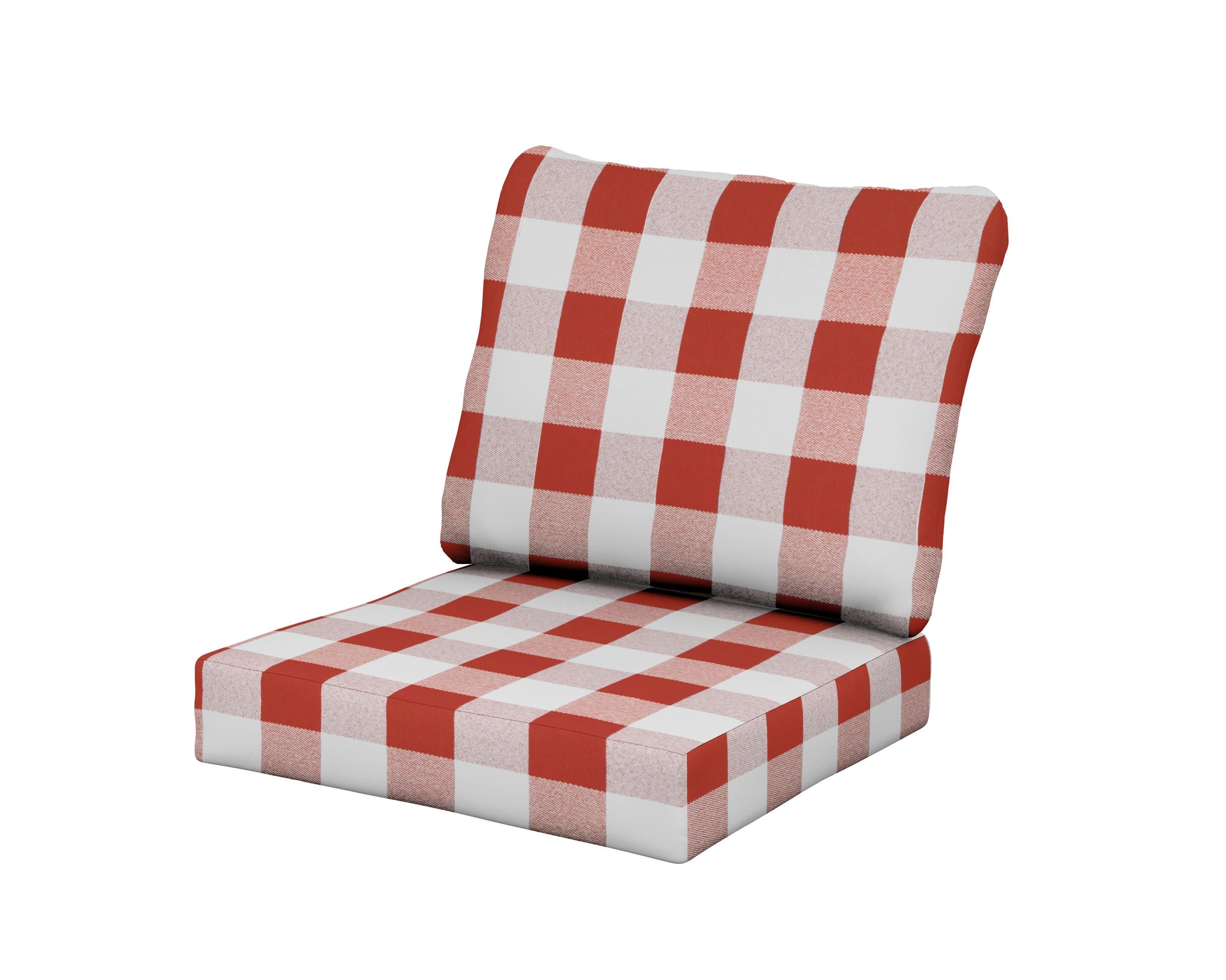 Baffle Seat/Back Cushion in Buffalo Plaid Crimson