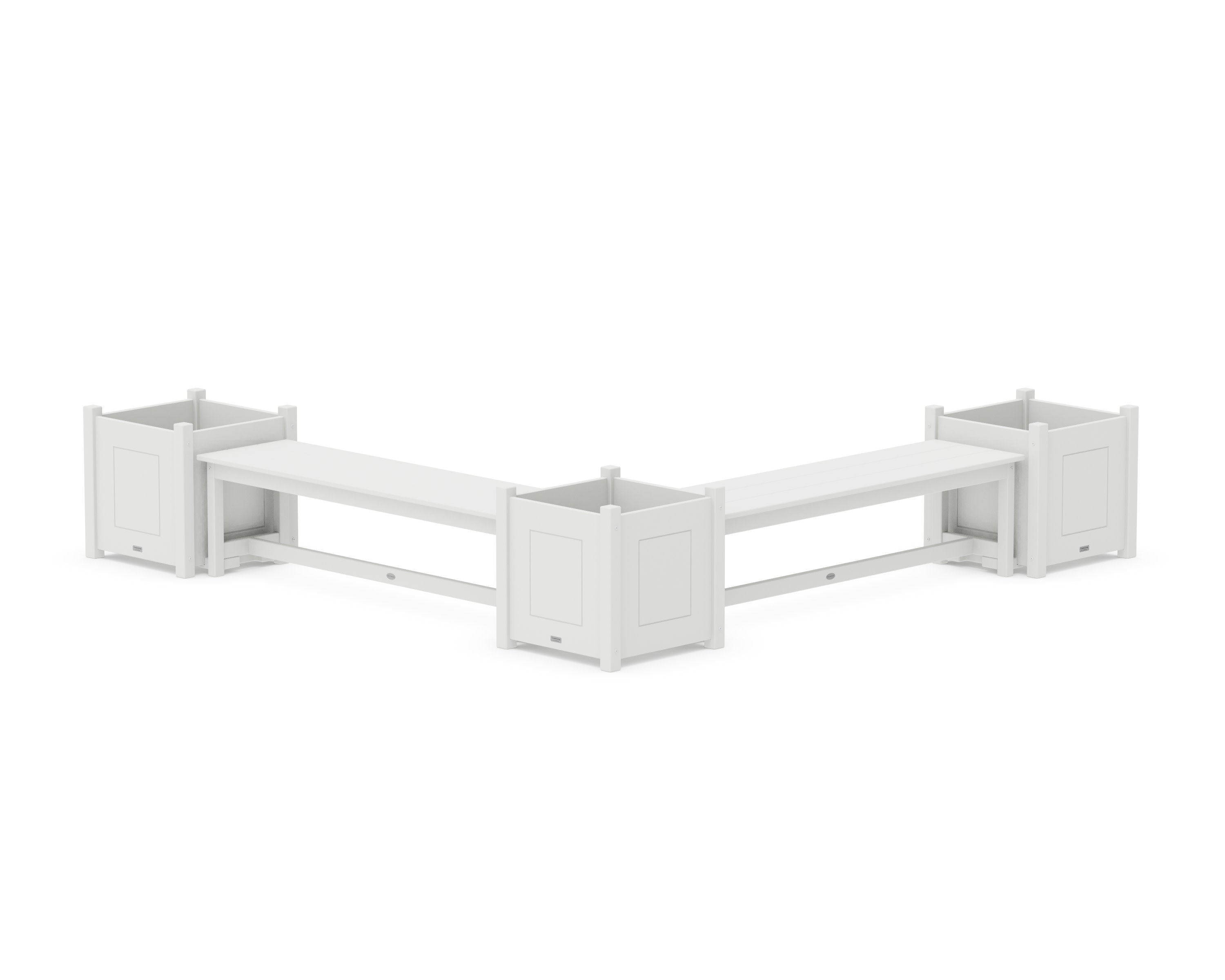 60" Country Living L- Shaped Planter Bench Corner Set - Large in White