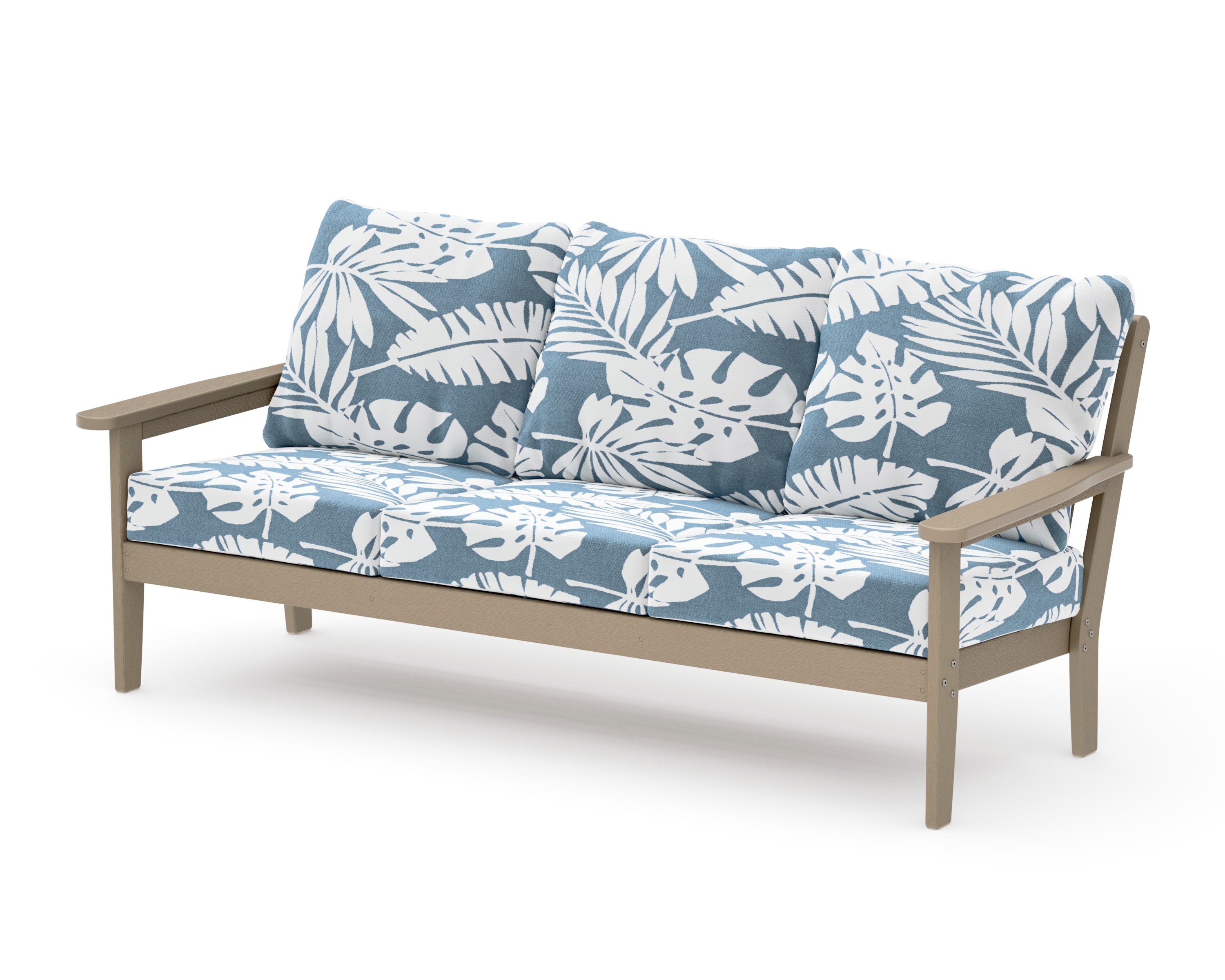 Cottage Deep Seating Sofa in Vintage Sahara / Leaf Sky Blue