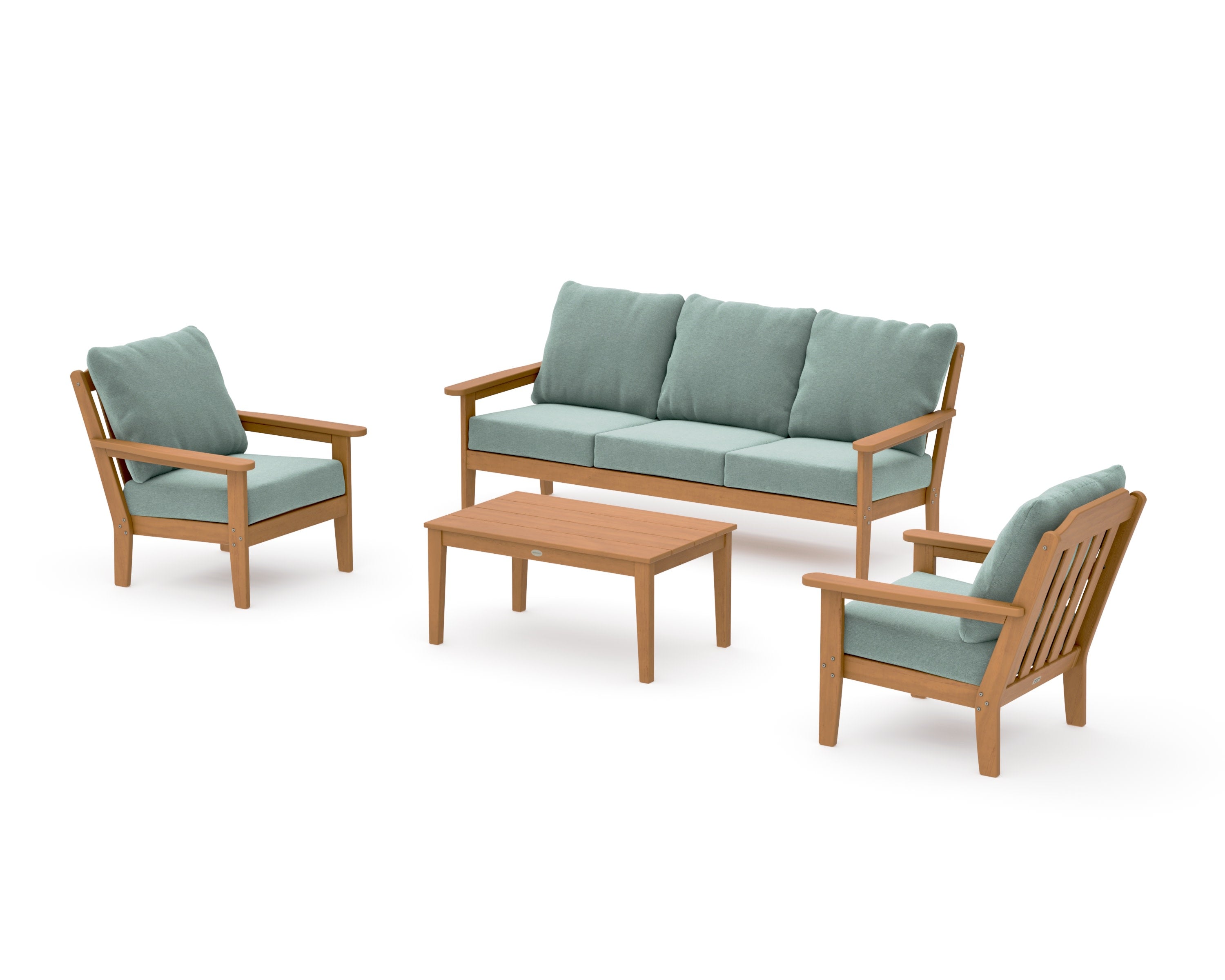 Cottage 4-Piece Deep Seating Set with Sofa in Natural / Glacier Spa