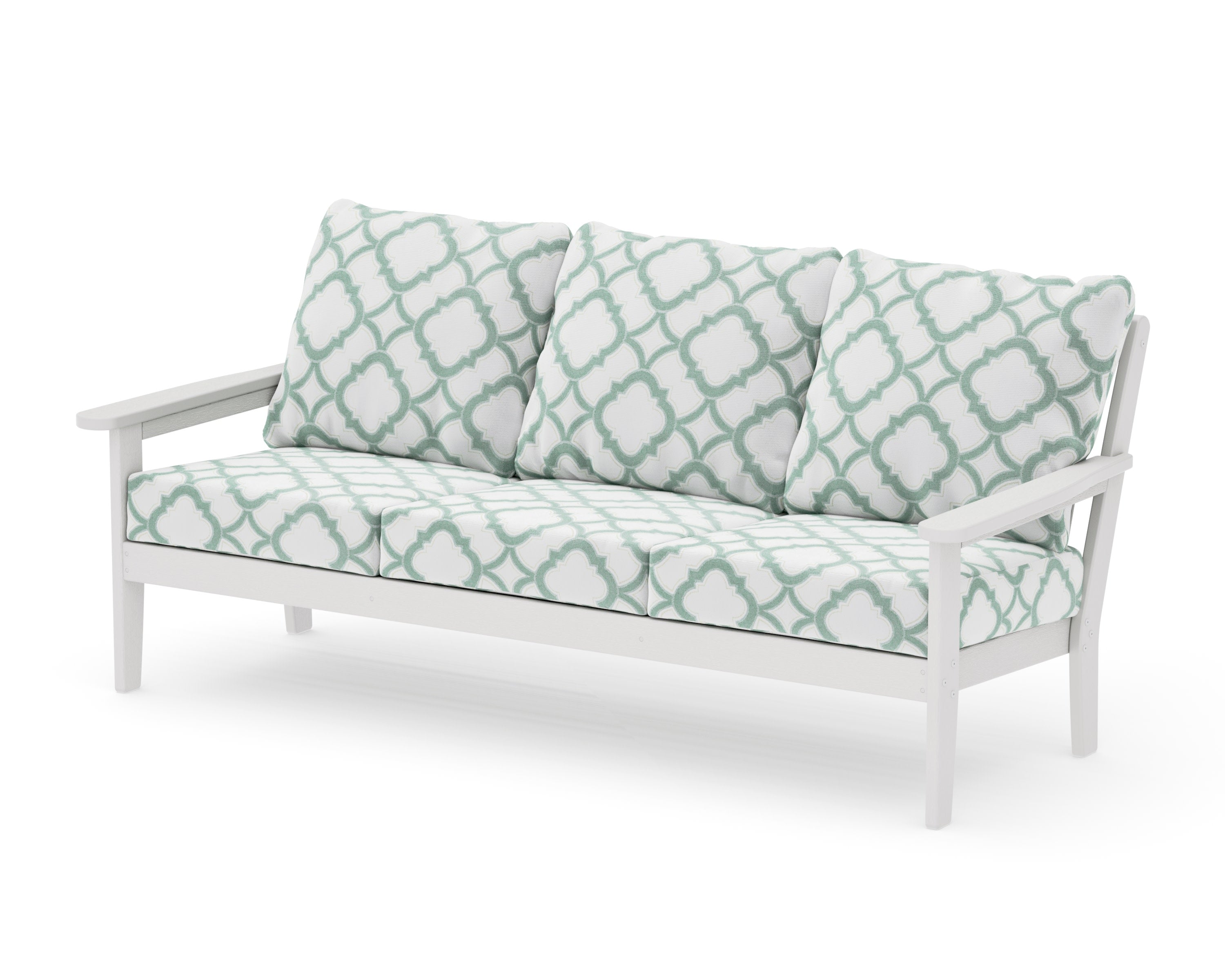 Cottage Deep Seating Sofa in Vintage White / Trellis Glacier Spa