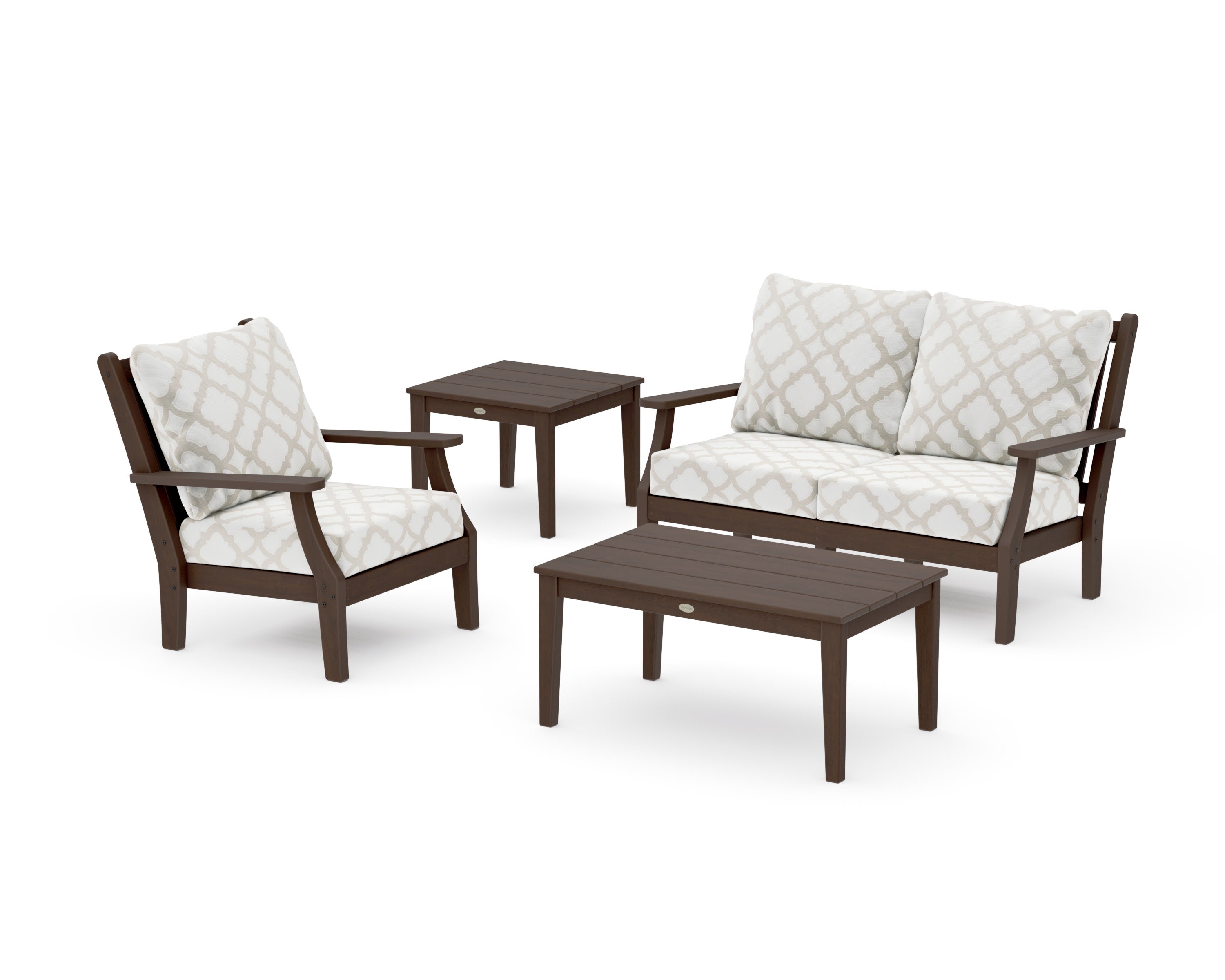 Wovendale 4-Piece Deep Seating Set in Kona / Trellis Dune Burlap