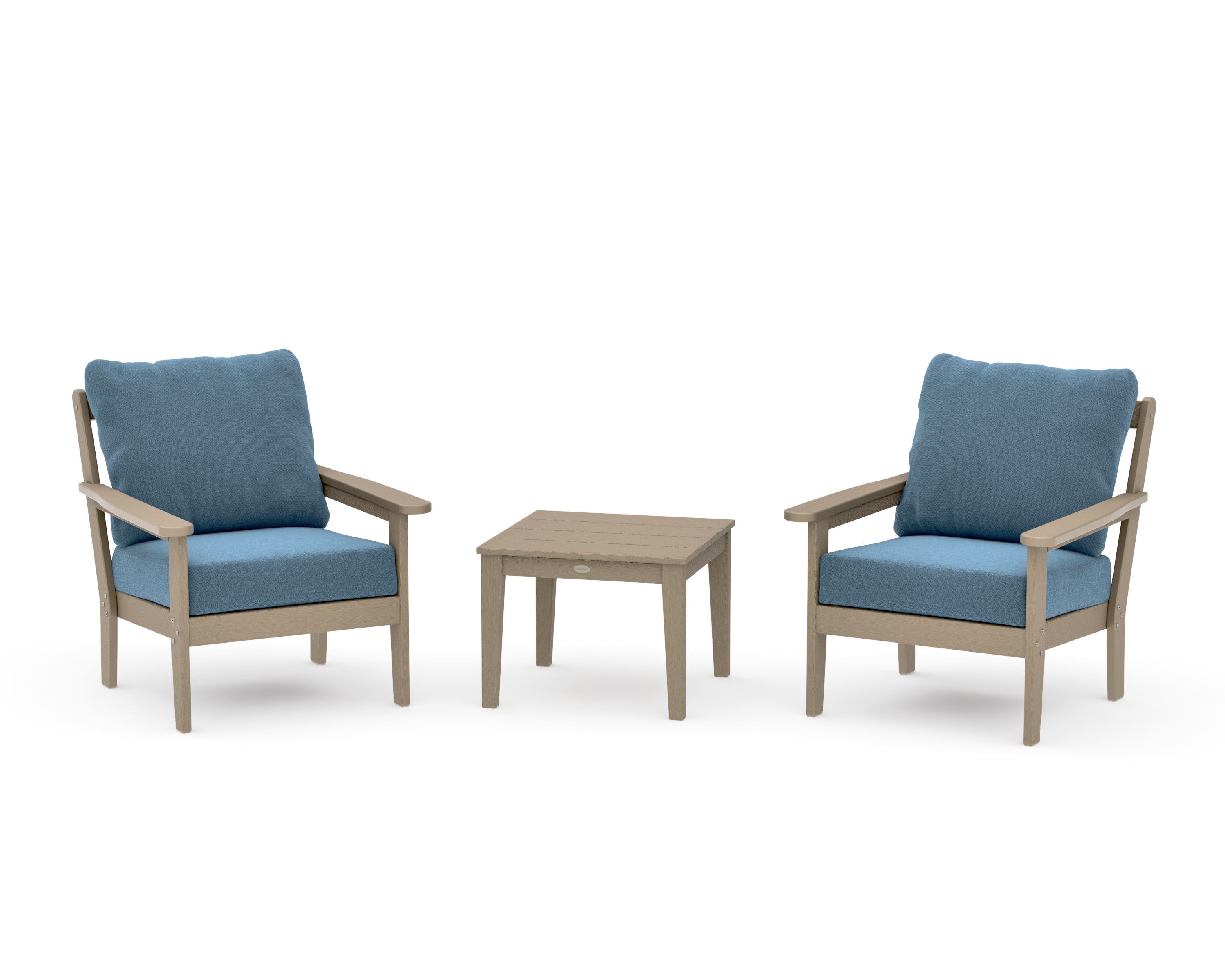Cottage 3-Piece Deep Seating Set in Vintage Sahara / Sky Blue