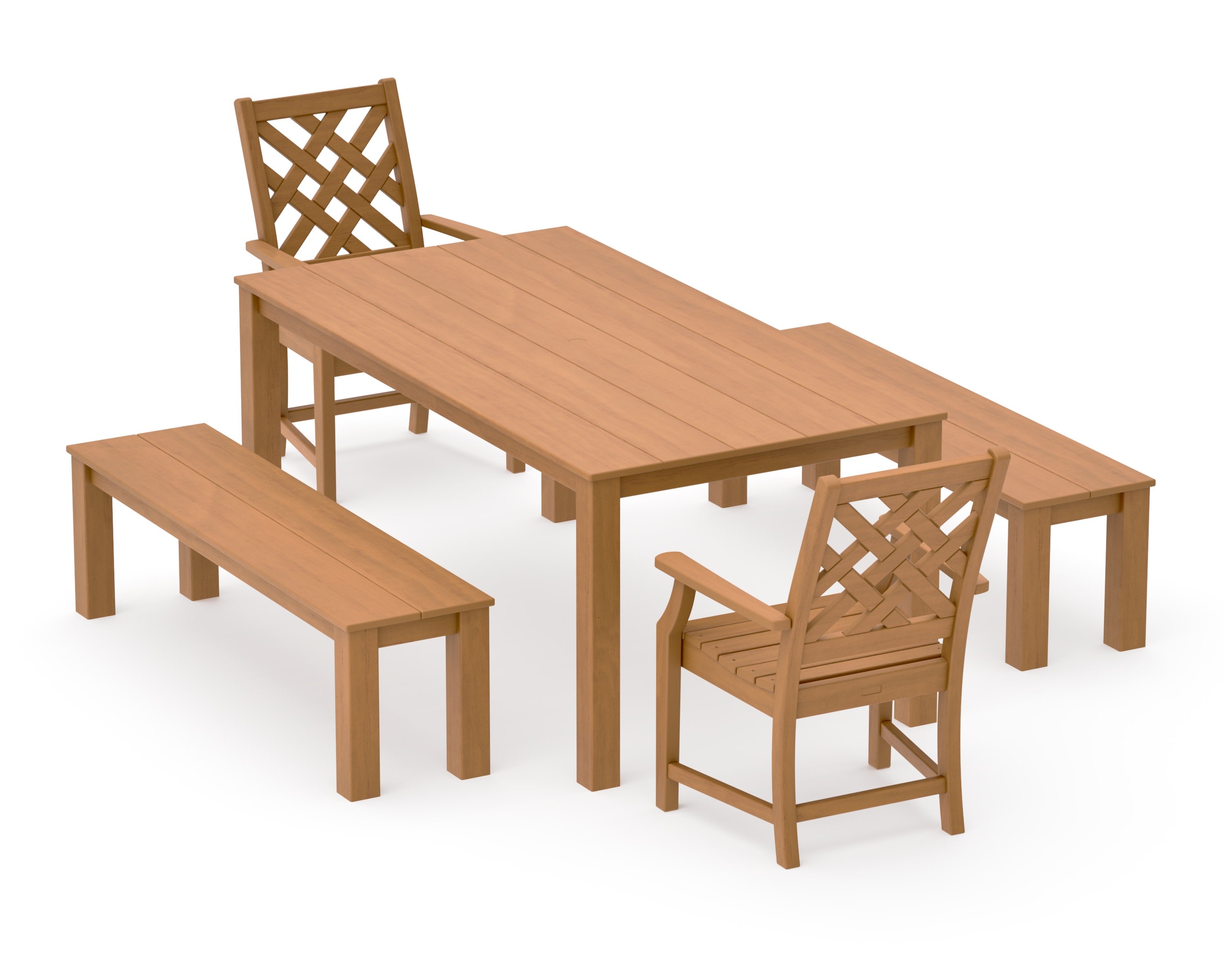 Wovendale 5-Piece Parsons Dining Set with Benches in Natural