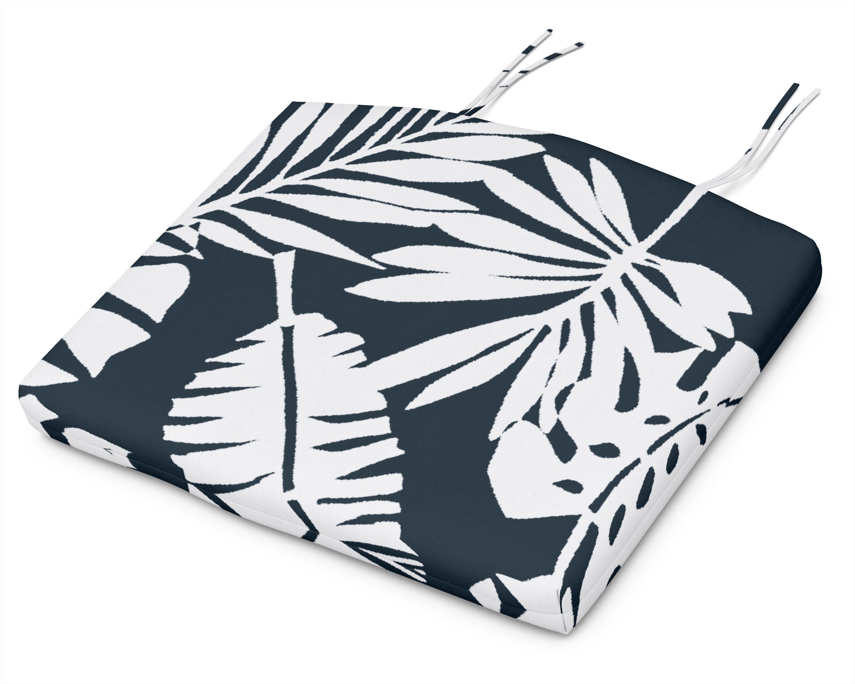 Standard Seat Cushion 18"D x 22"W x 2.5"H in Leaf Marine Indigo