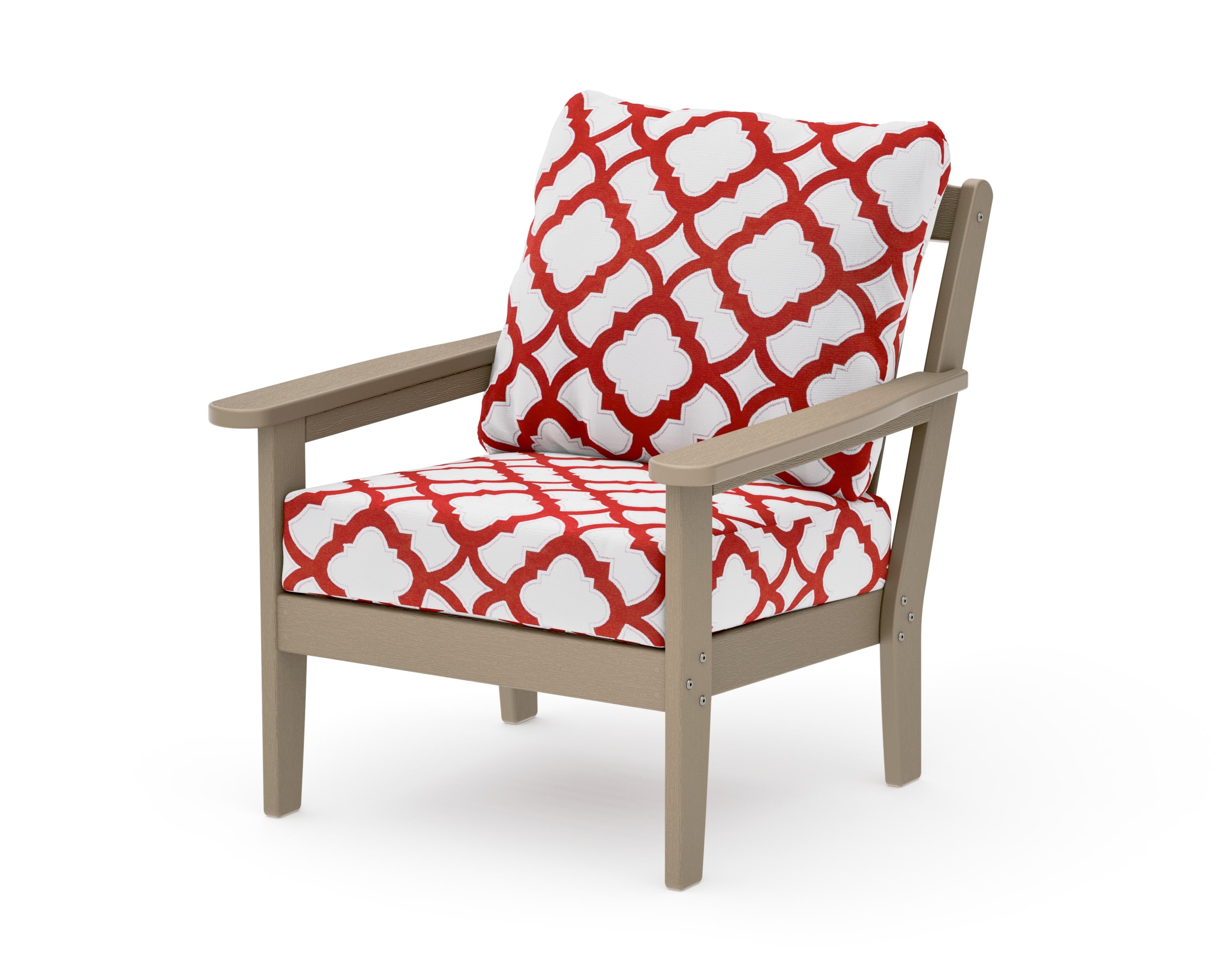 Cottage Deep Seating Chair in Vintage Sahara / Trellis Crimson