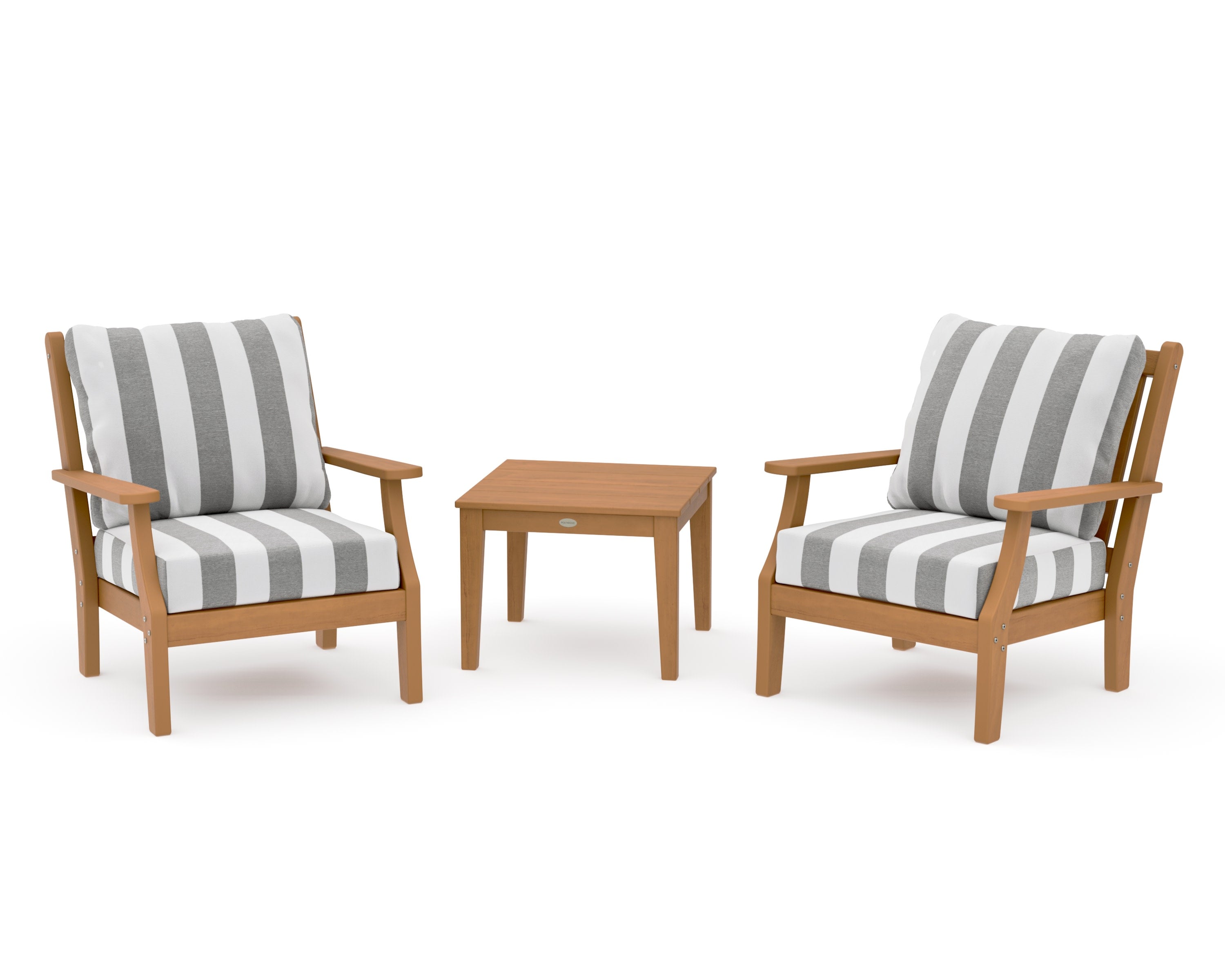 Wovendale 3-Piece Deep Seating Set in Natural / Cabana Stripe Grey Mist