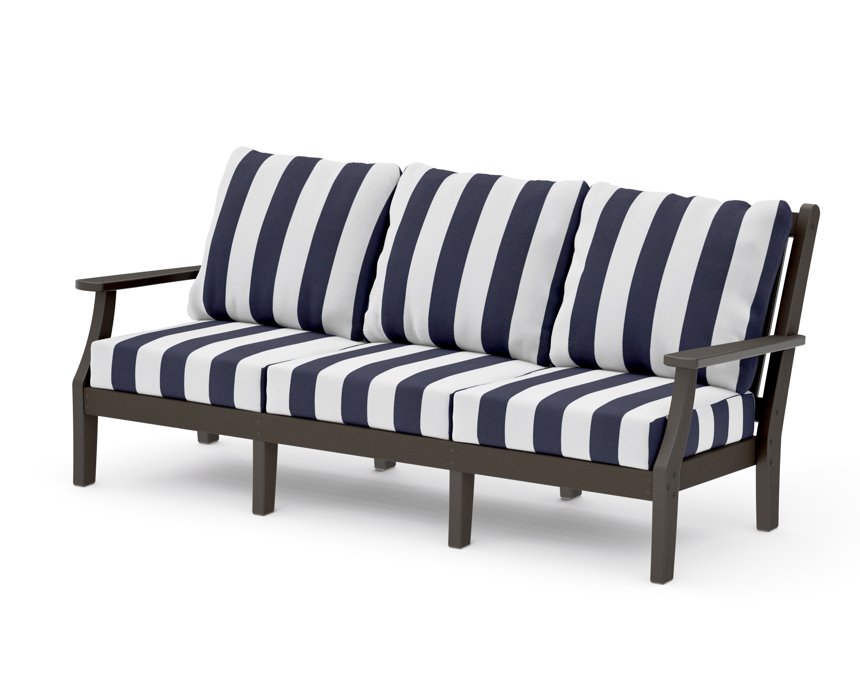 Wovendale Deep Seating Sofa in Vintage Coffee / Cabana Stripe Navy