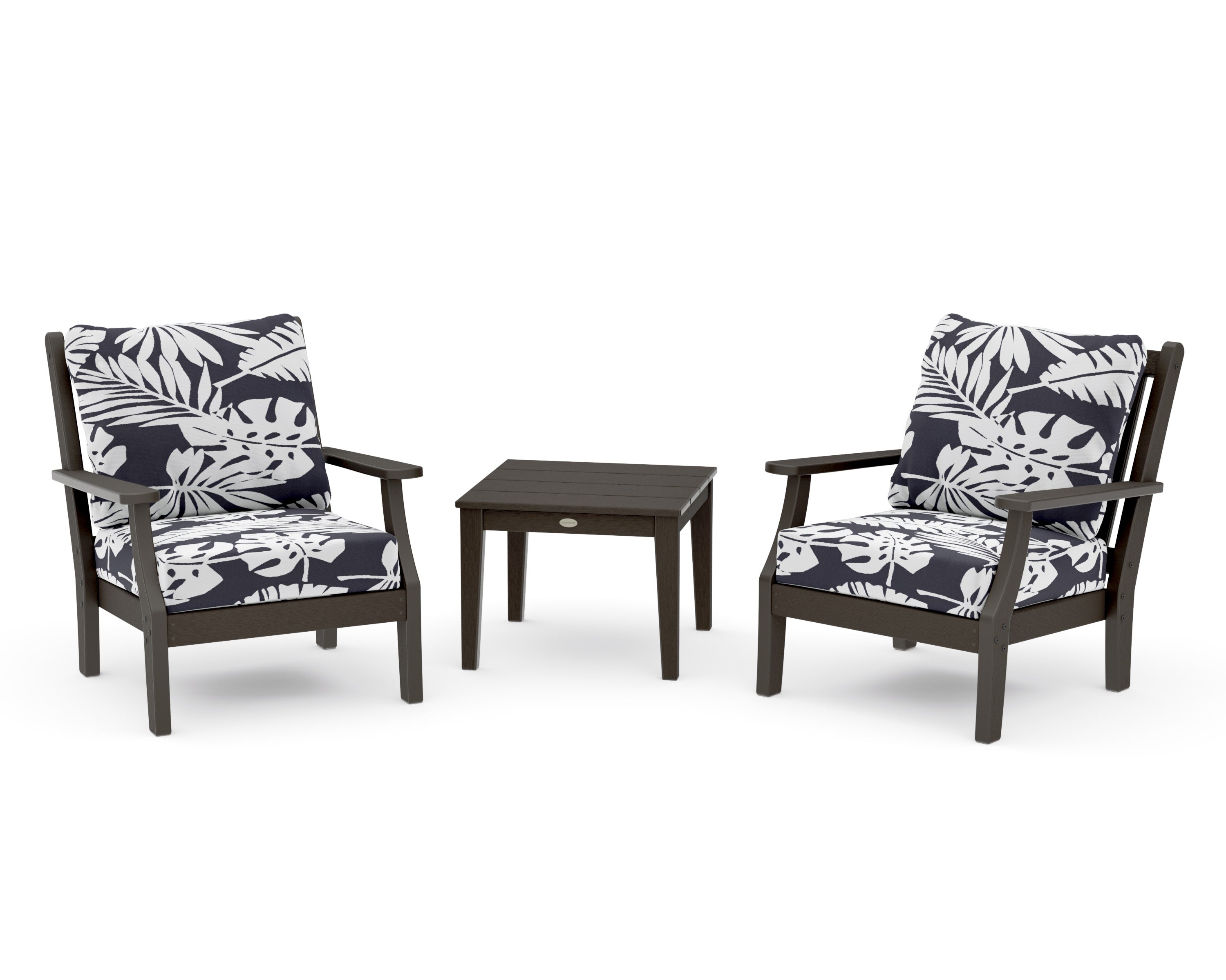 Wovendale 3-Piece Deep Seating Set in Vintage Coffee / Leaf Navy