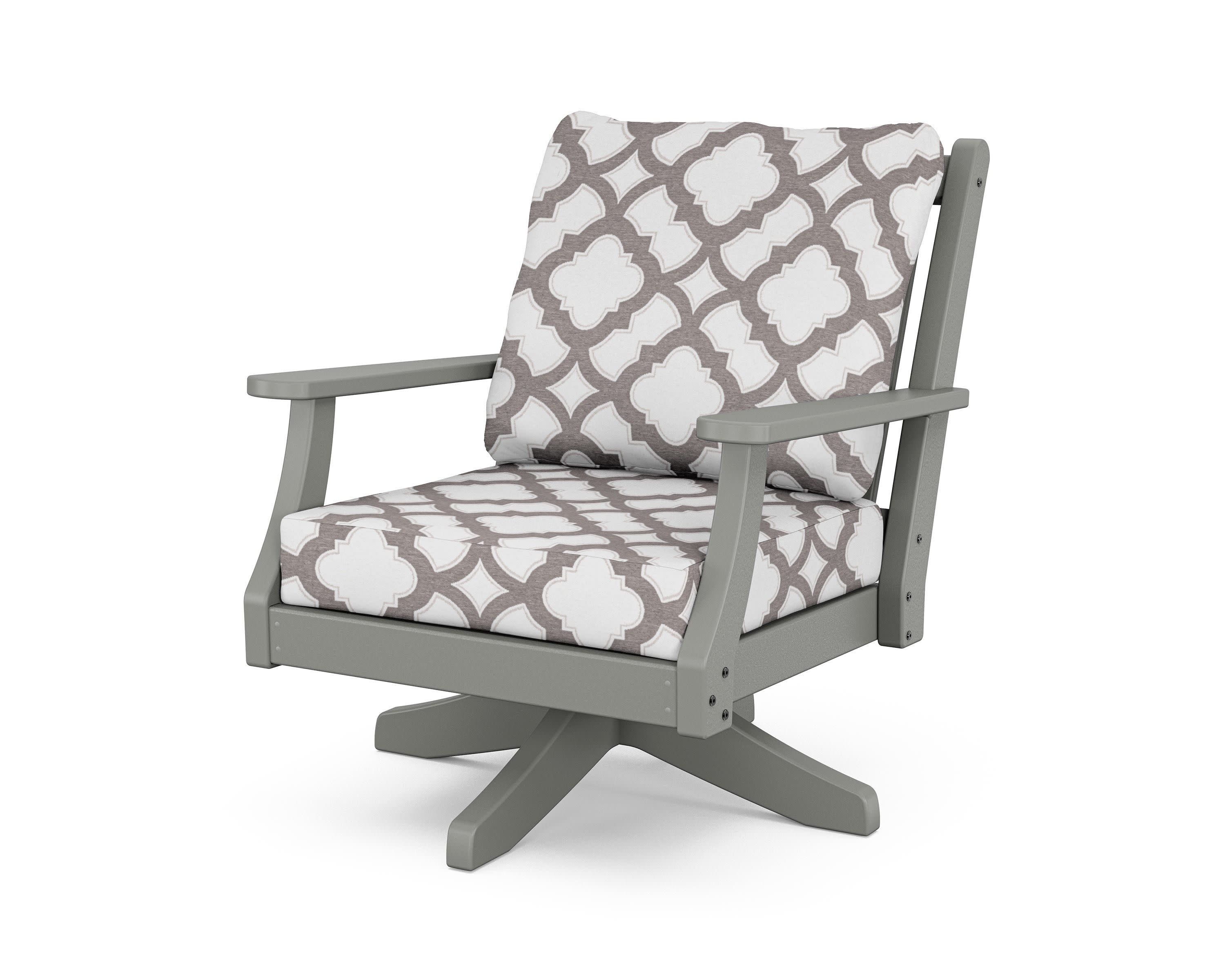 Wovendale Deep Seating Swivel Chair in Slate Grey / Trellis Grey Mist