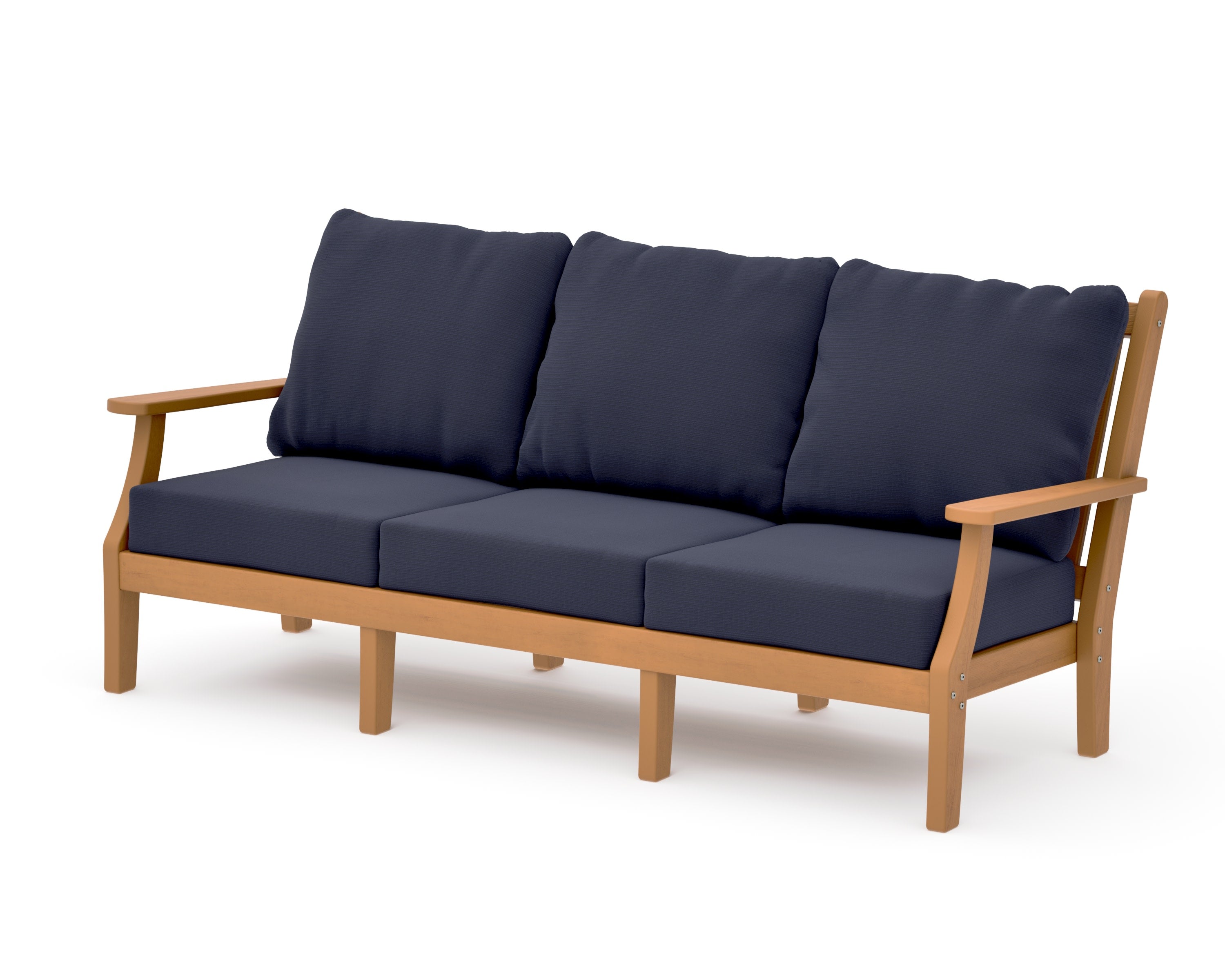 Wovendale Deep Seating Sofa in Natural / Navy Linen