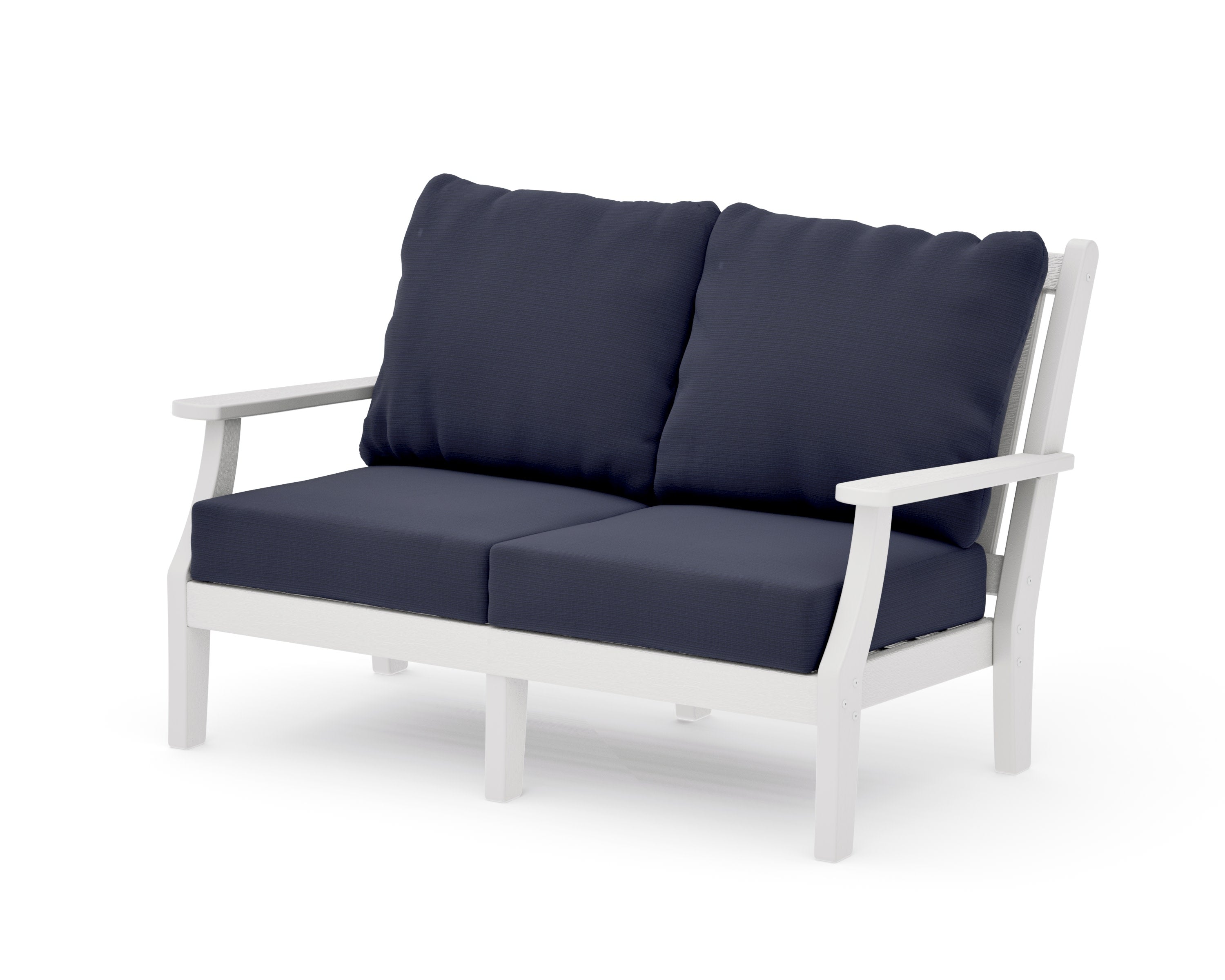 Wovendale Deep Seating Loveseat in Vintage White / Navy Linen