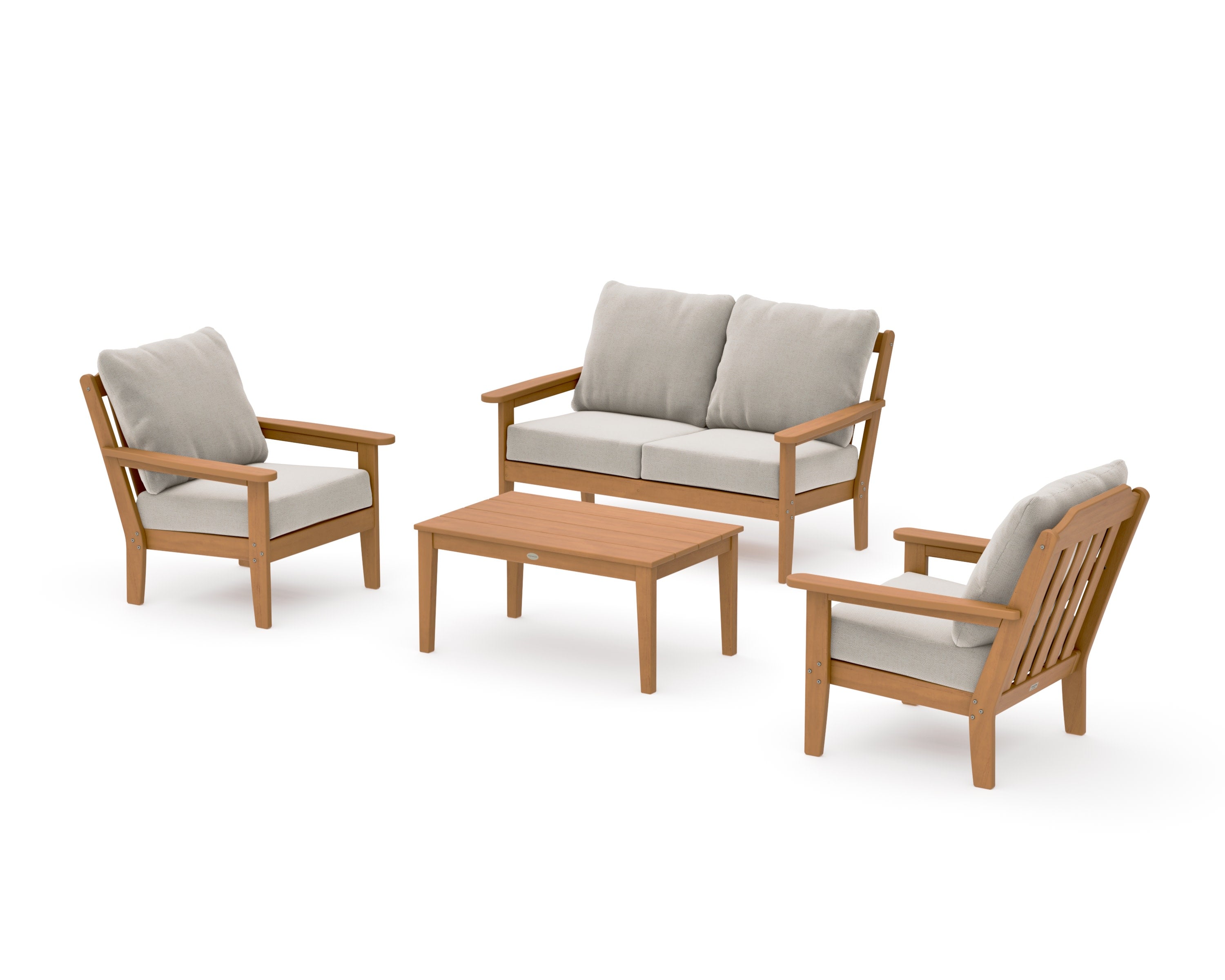 Cottage 4-Piece Deep Seating Set with Loveseat in Natural / Dune Burlap