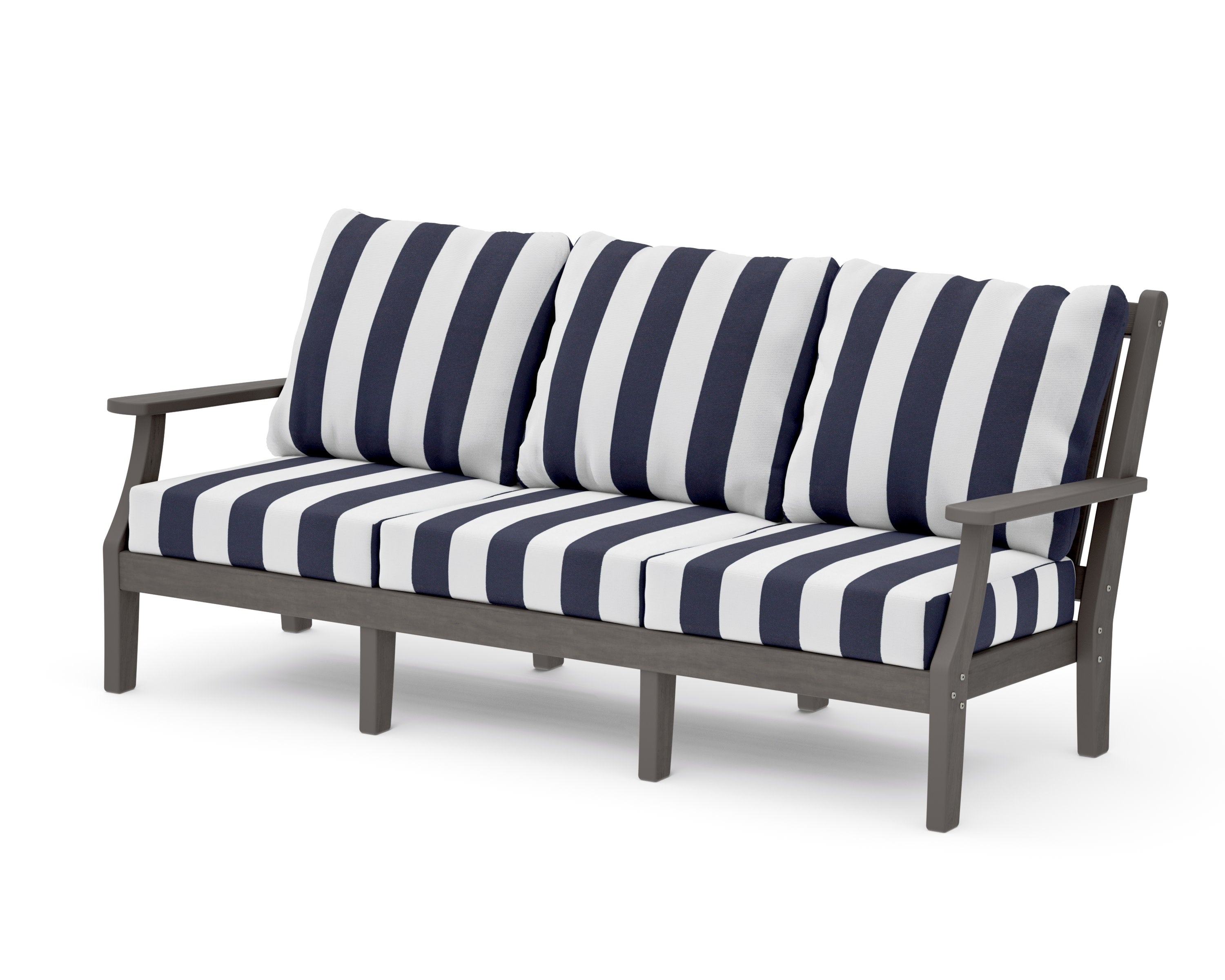 Wovendale Deep Seating Sofa in Driftwood / Cabana Stripe Navy