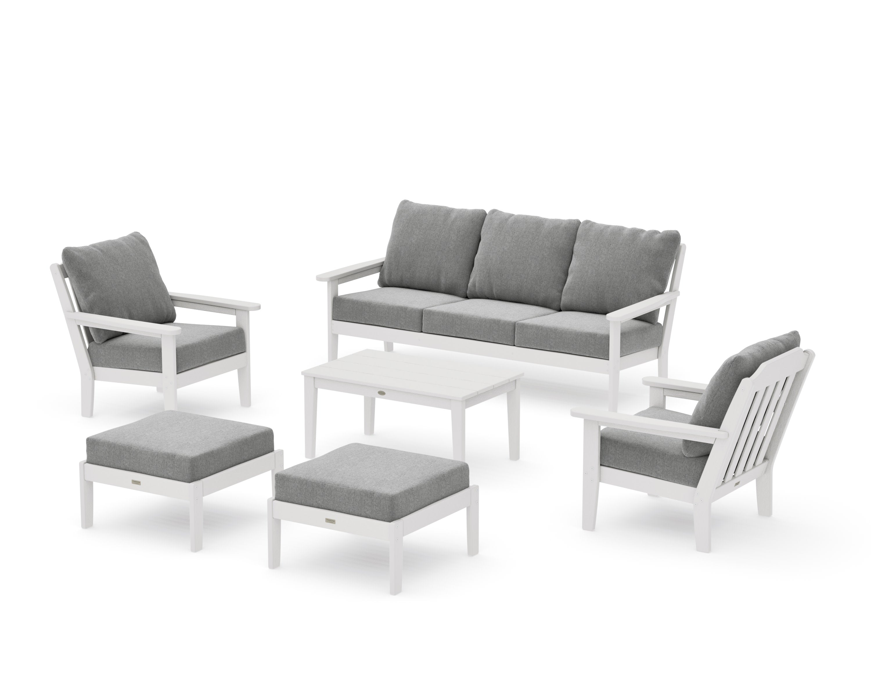 Cottage 6-Piece Lounge Sofa Set in Vintage White / Grey Mist