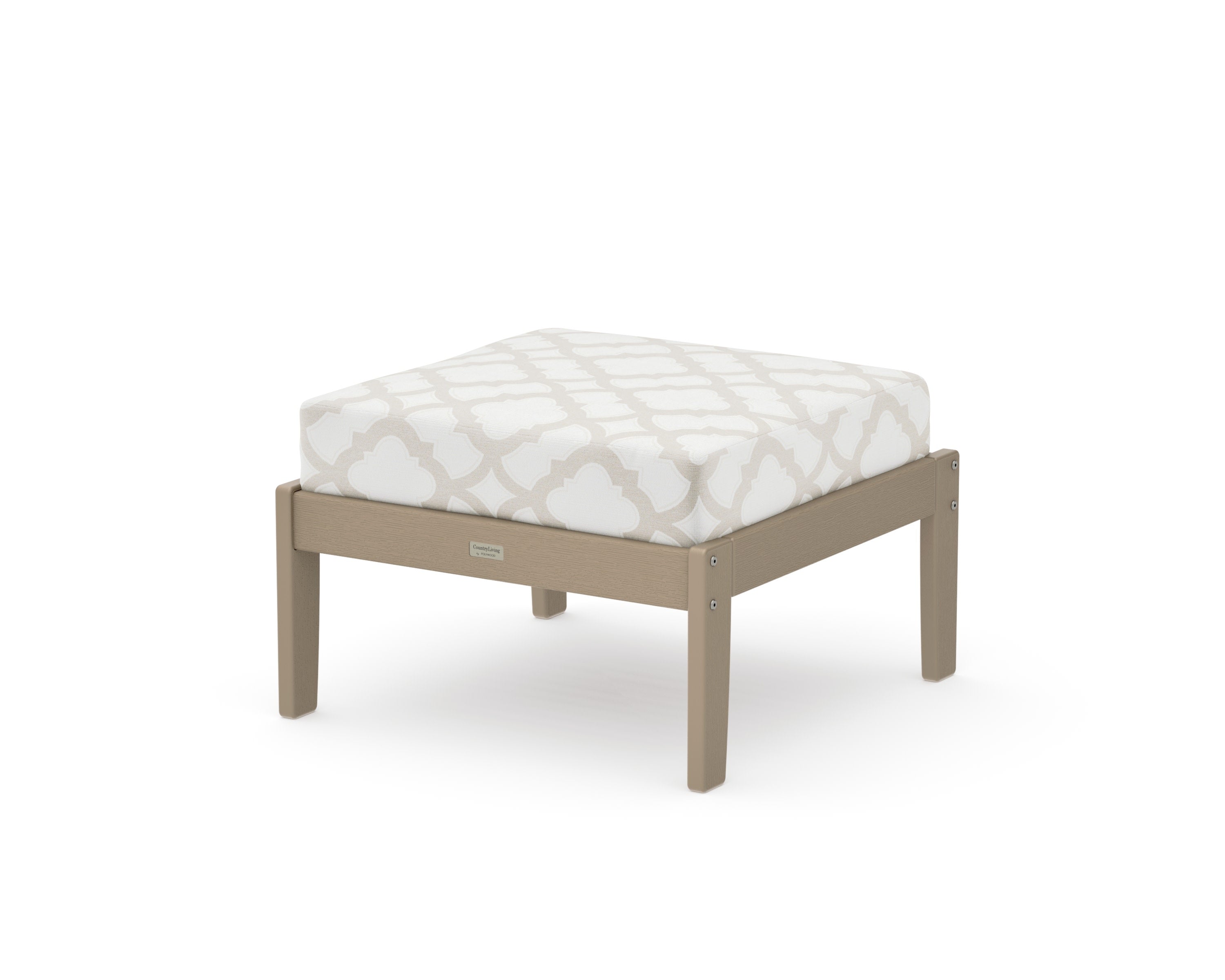 Cottage Deep Seating Ottoman in Vintage Sahara / Trellis Dune Burlap
