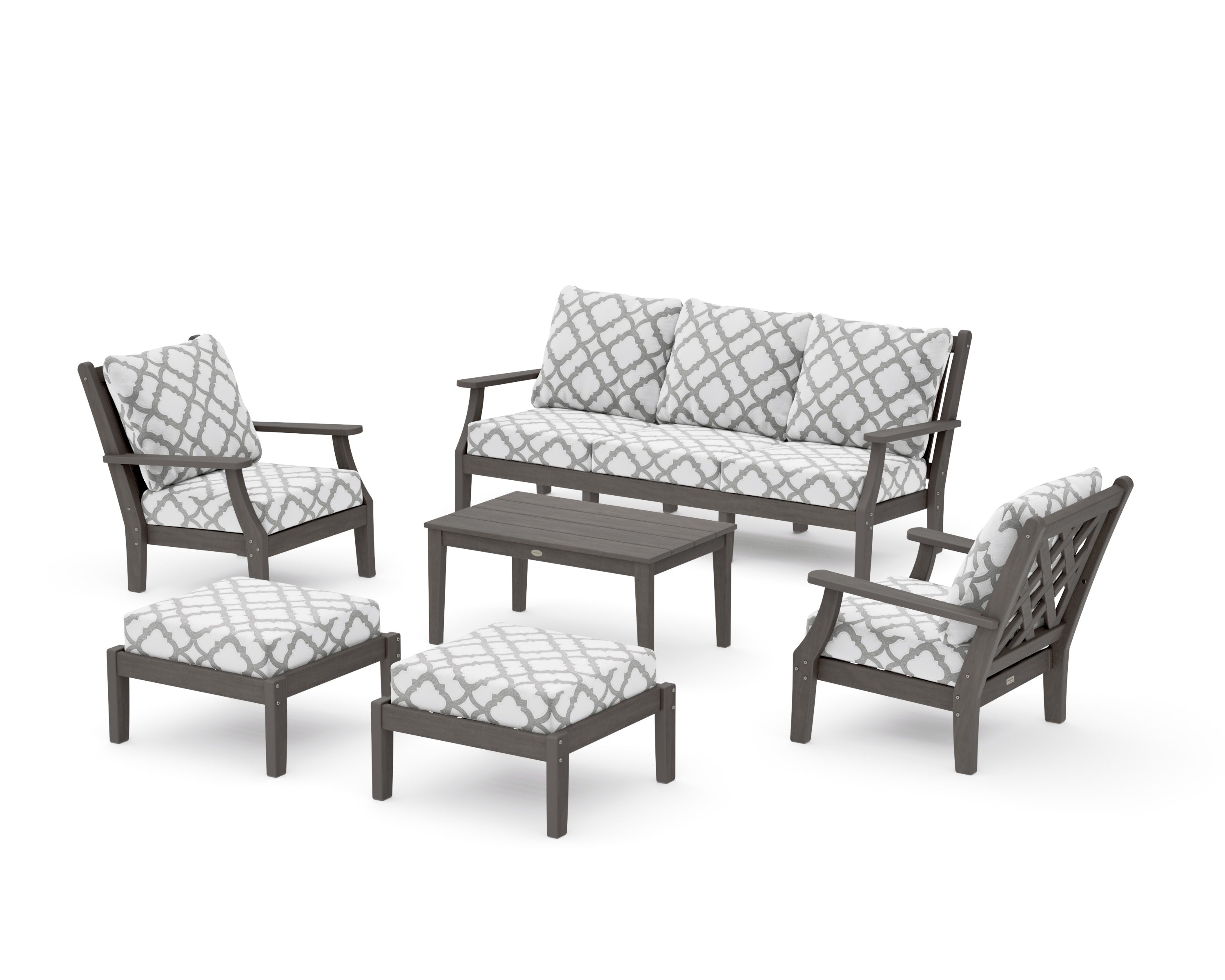 Wovendale 6-Piece Lounge Sofa Set in Driftwood / Trellis Grey Mist