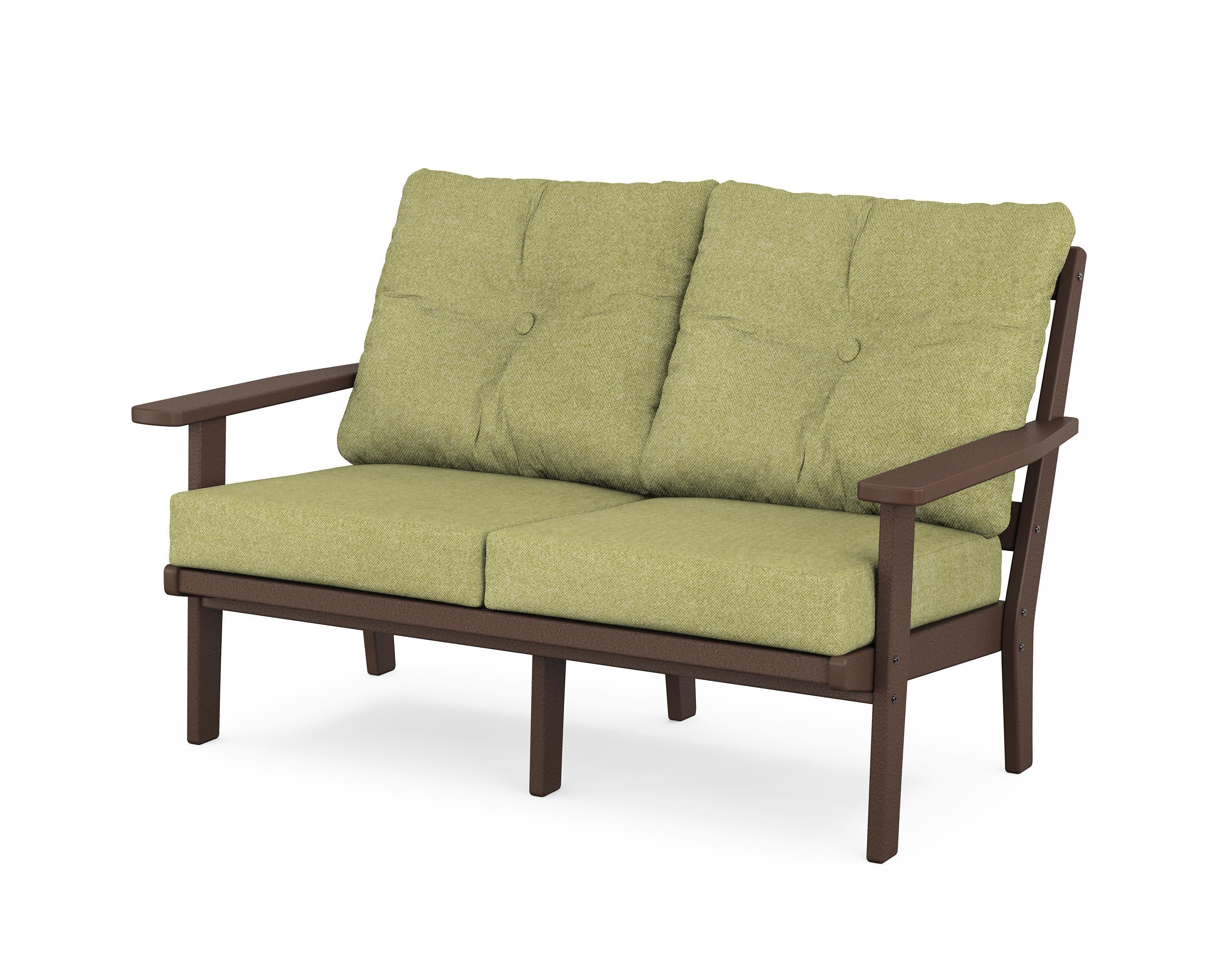 Prairie Deep SeatingLoveseat in Mahogany / Chartreuse Boucle