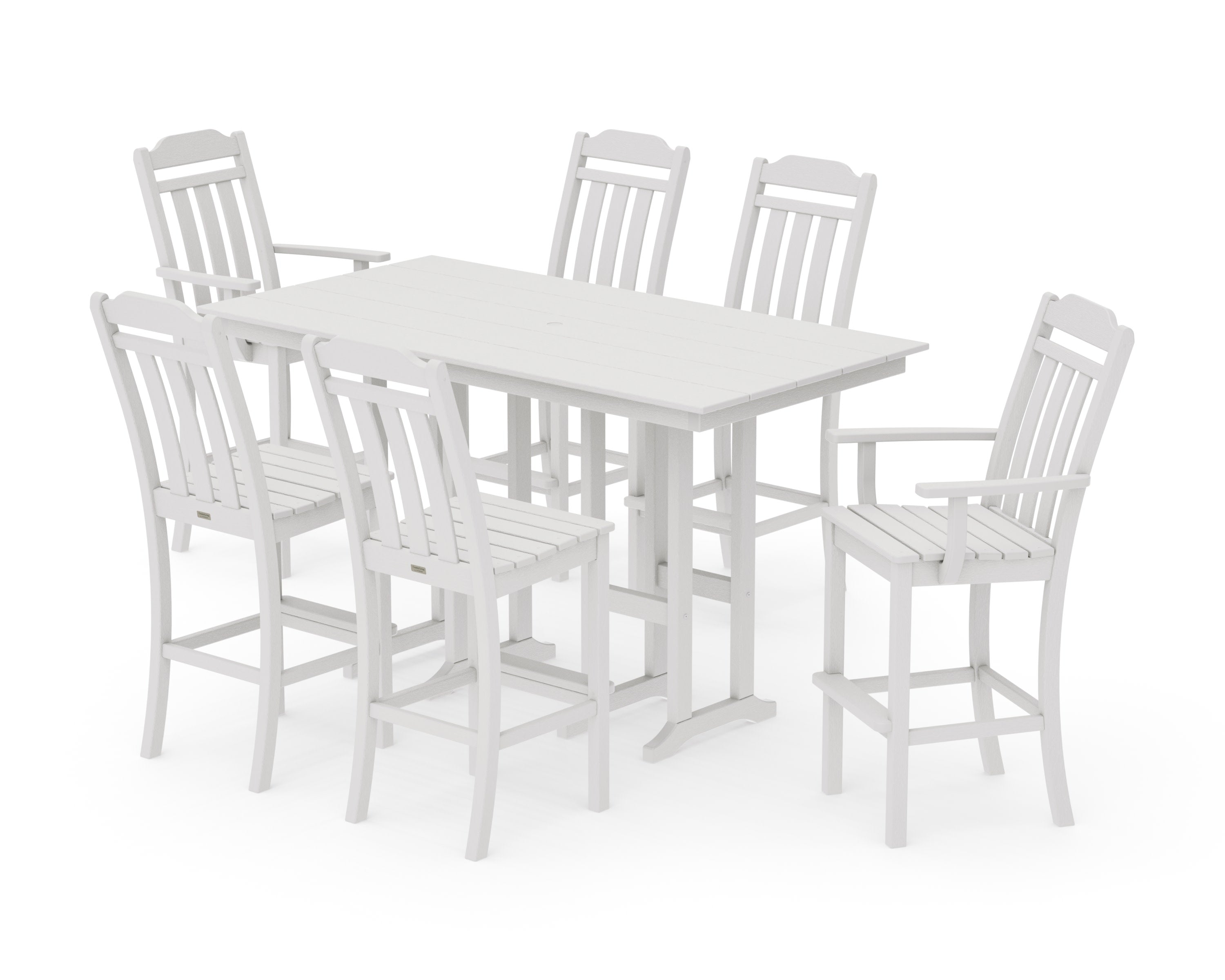 Cottage 7-Piece Farmhouse Bar Set in Vintage White