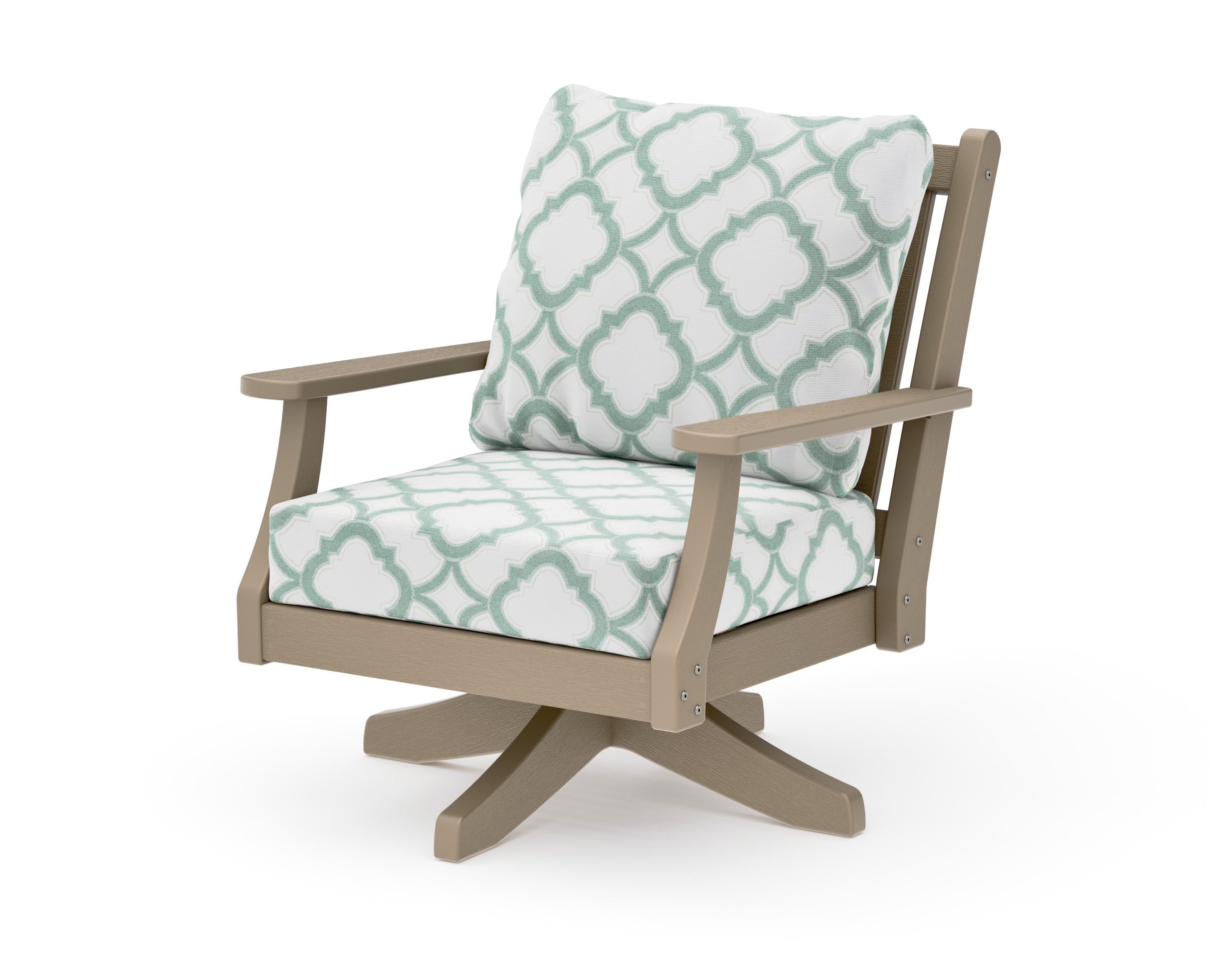 Wovendale Deep Seating Swivel Chair in Vintage Sahara / Trellis Glacier Spa