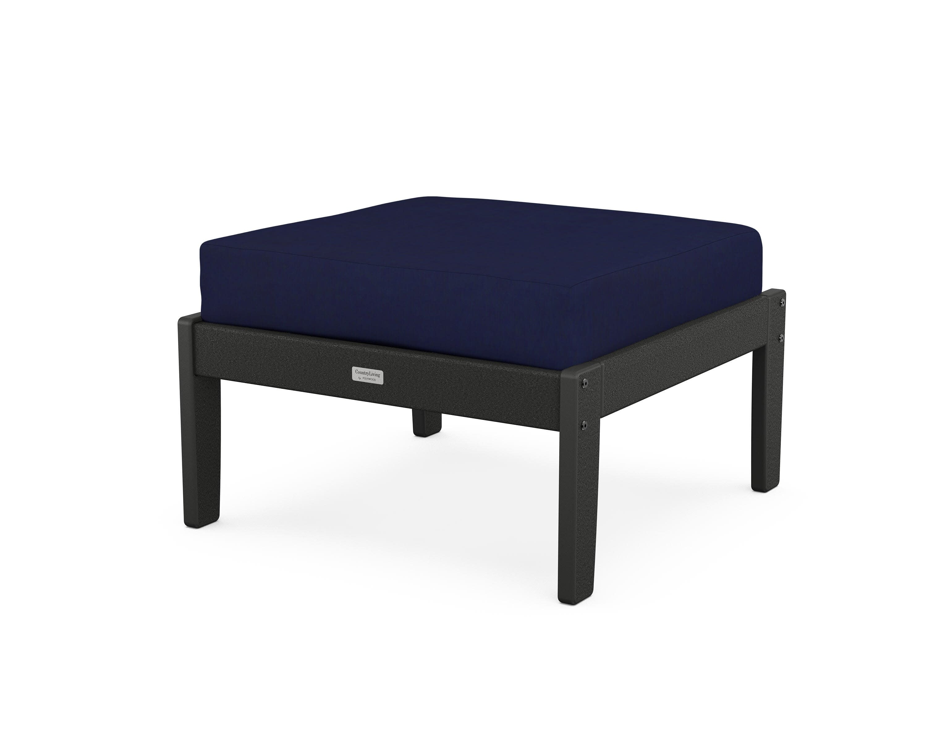 Cottage Deep Seating Ottoman in Black / Navy