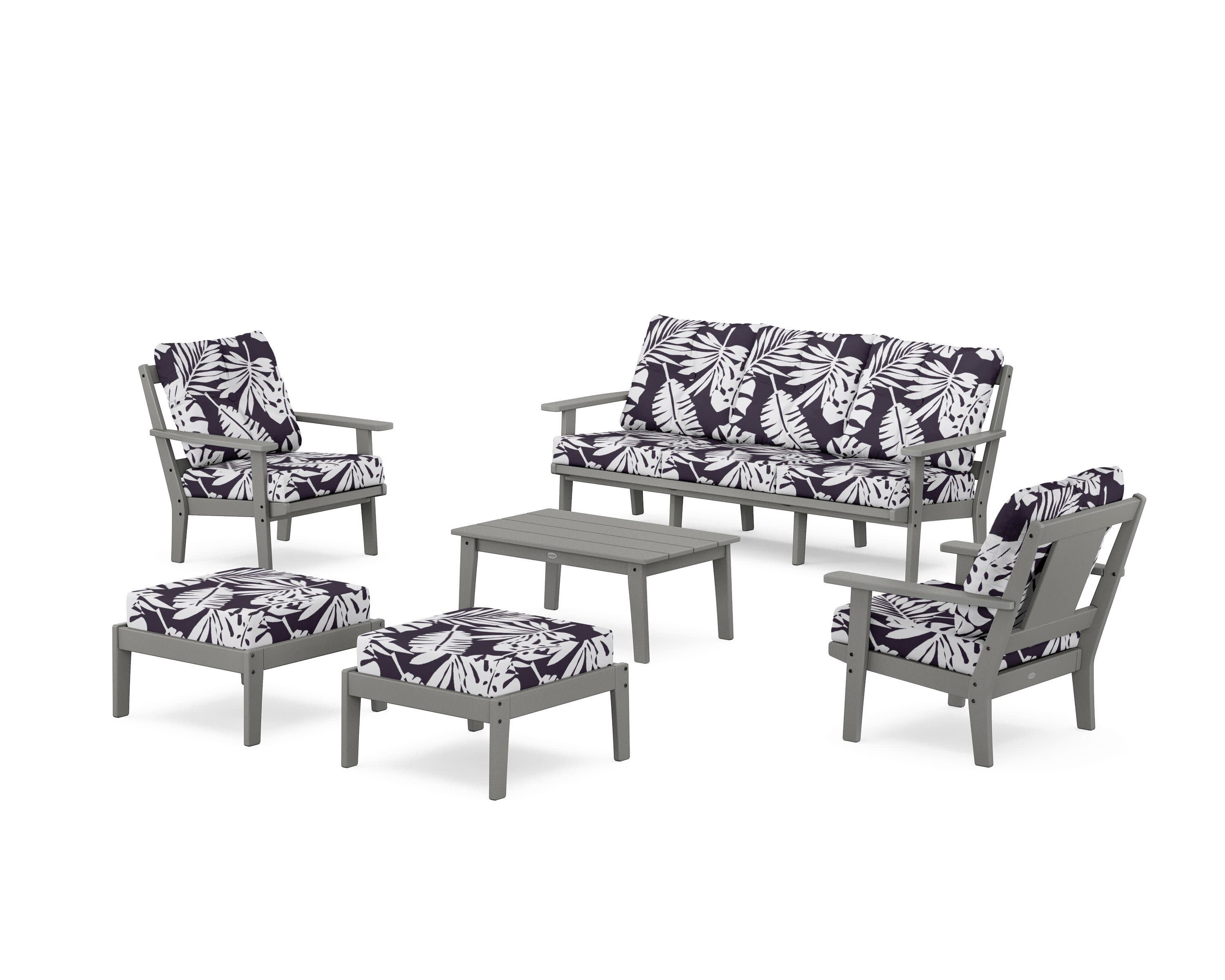 Prairie 6-Piece Lounge Sofa Set in Slate Grey / Leaf Navy