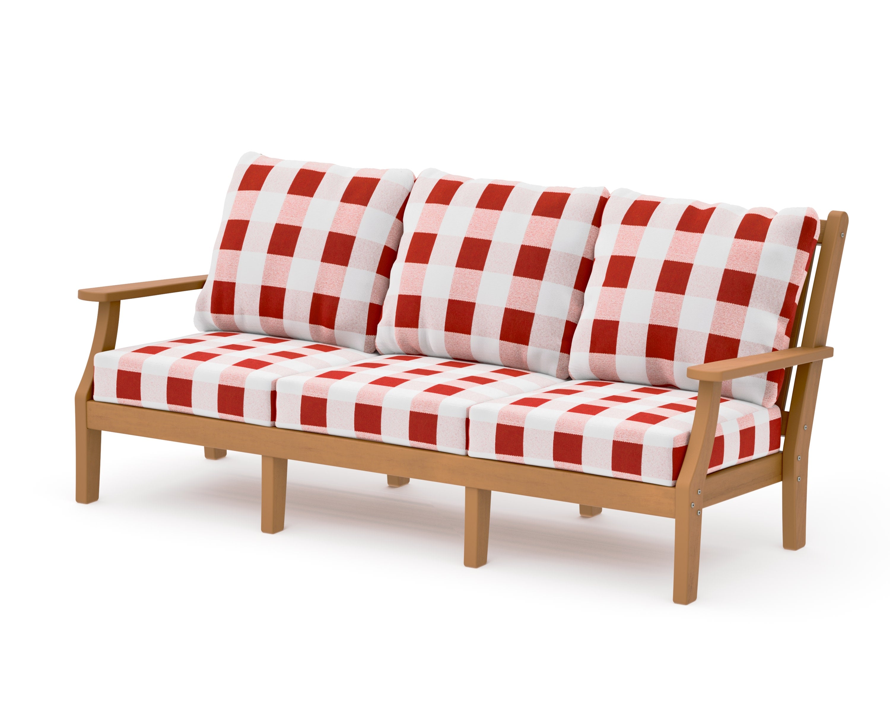 Wovendale Deep Seating Sofa in Natural / Buffalo Plaid Crimson