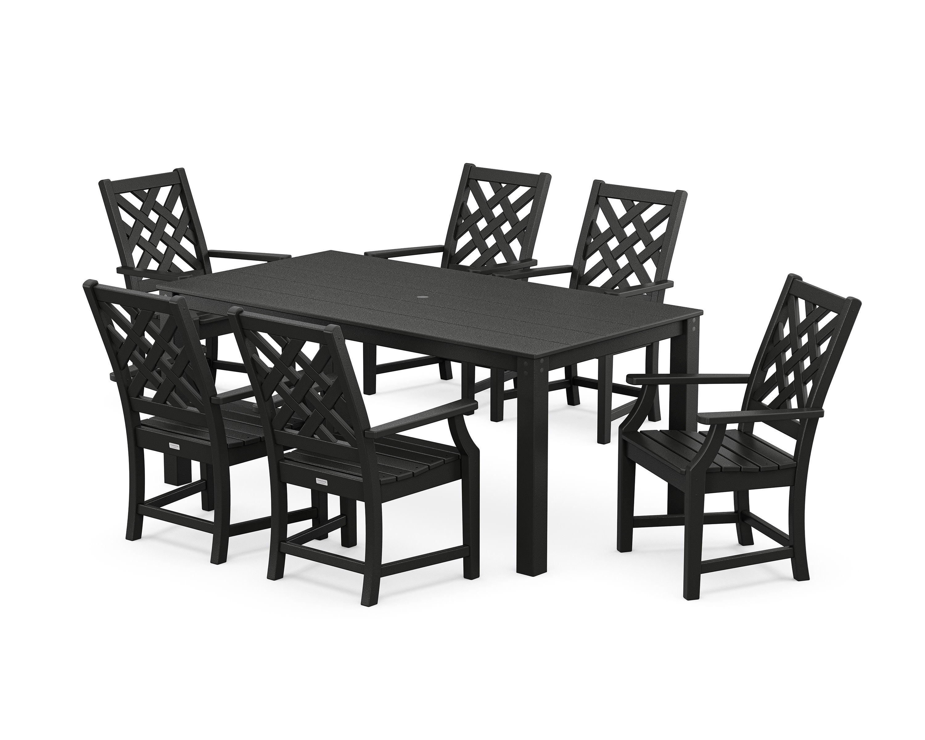 Wovendale Arm Chair 7-Piece Parsons Dining Set in Black