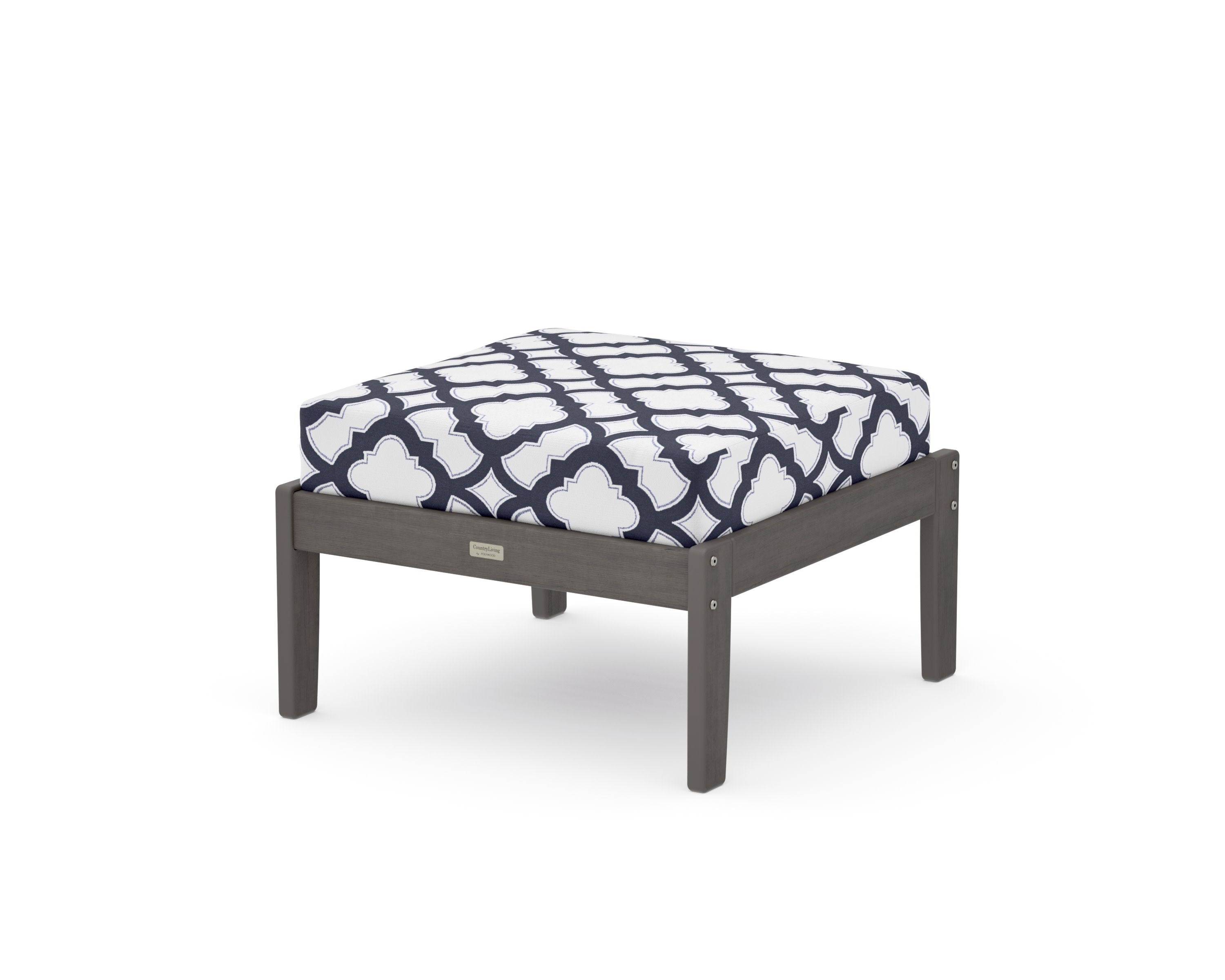 Cottage Deep Seating Ottoman in Driftwood / Trellis Navy