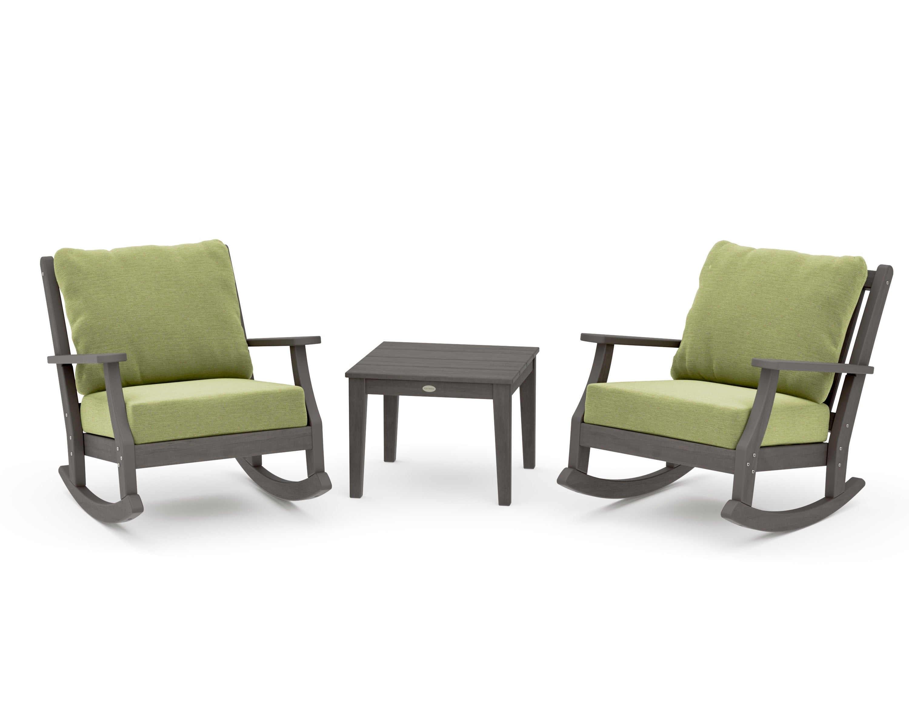 Wovendale 3-Piece Deep Seating Rocker Set in Driftwood / Chartreuse Boucle